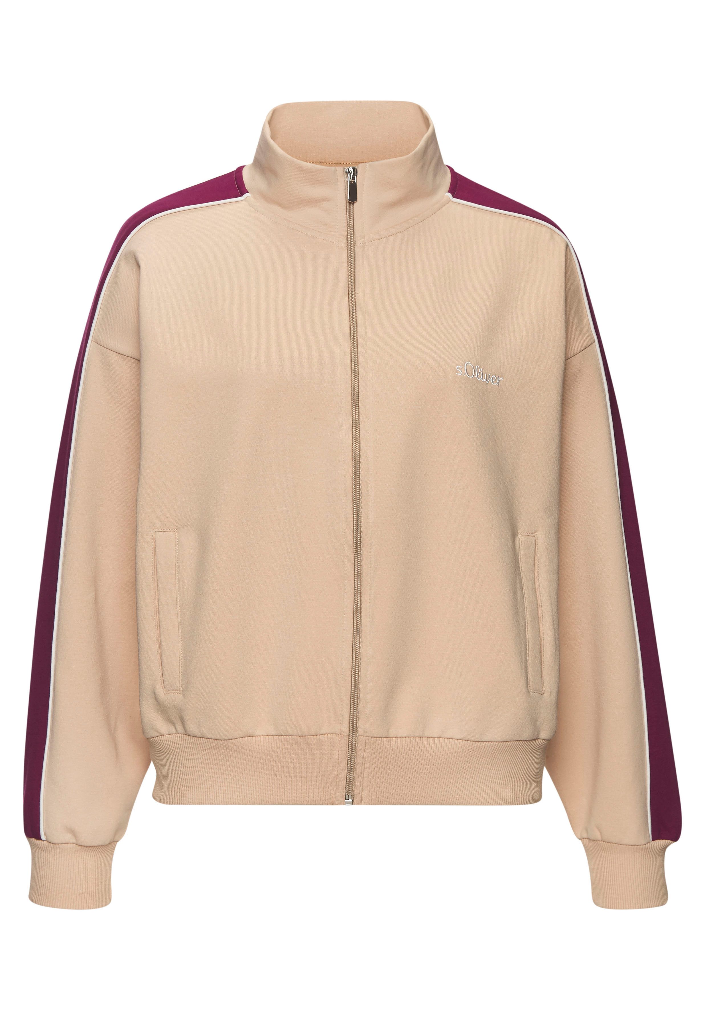 s.Oliver RED LABEL Beachwear Sweatvest met rits en contrasterende accenten, loungewear (1-delig) tops & hoodies maat 32/34 beige