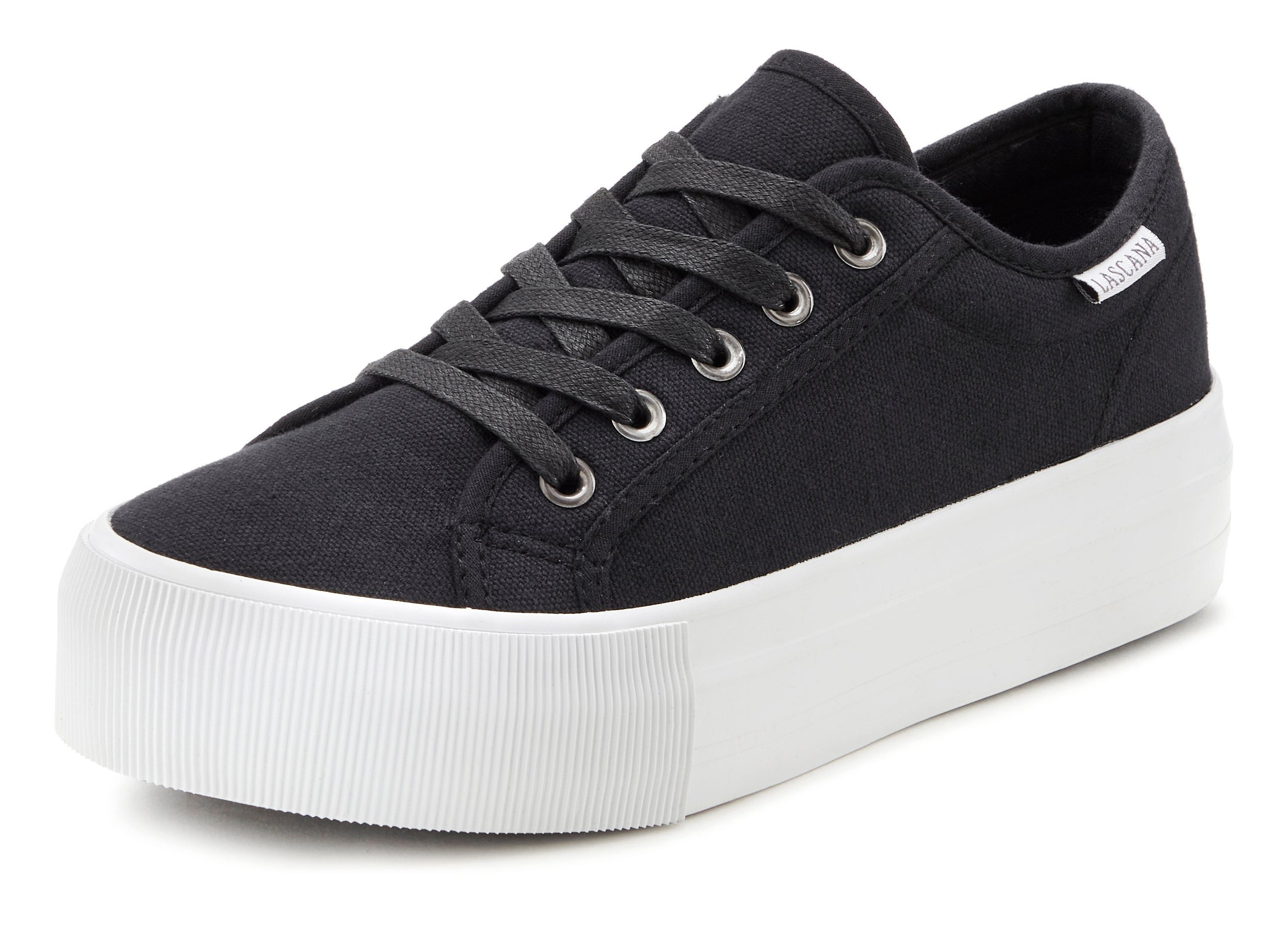 Lascana Sneakers Veterschoen, vrijetijdsschoen van textiel met plateausole