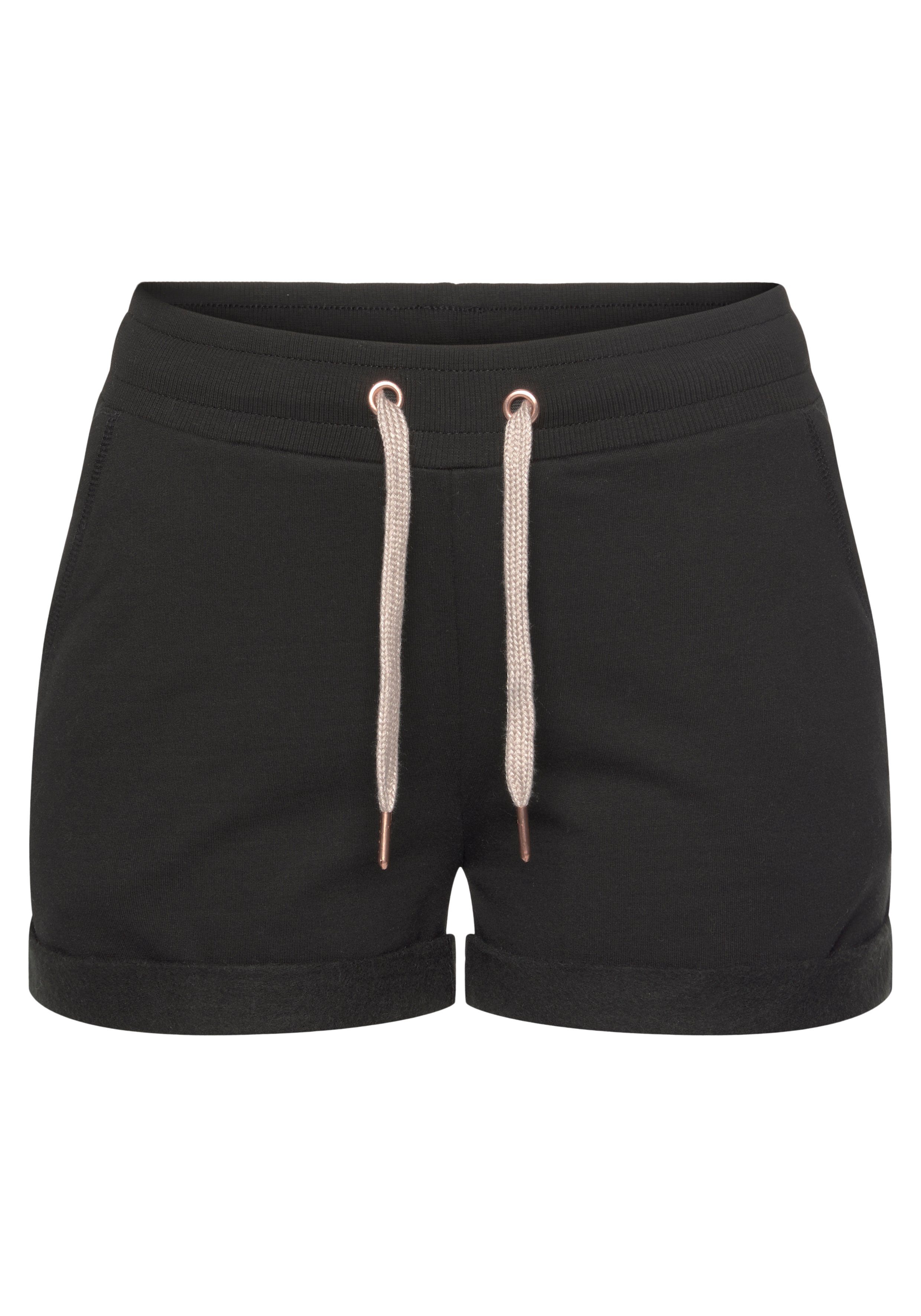 Lascana Short met ribboorden en omslagzoom mix & match maat 44/46 zwart