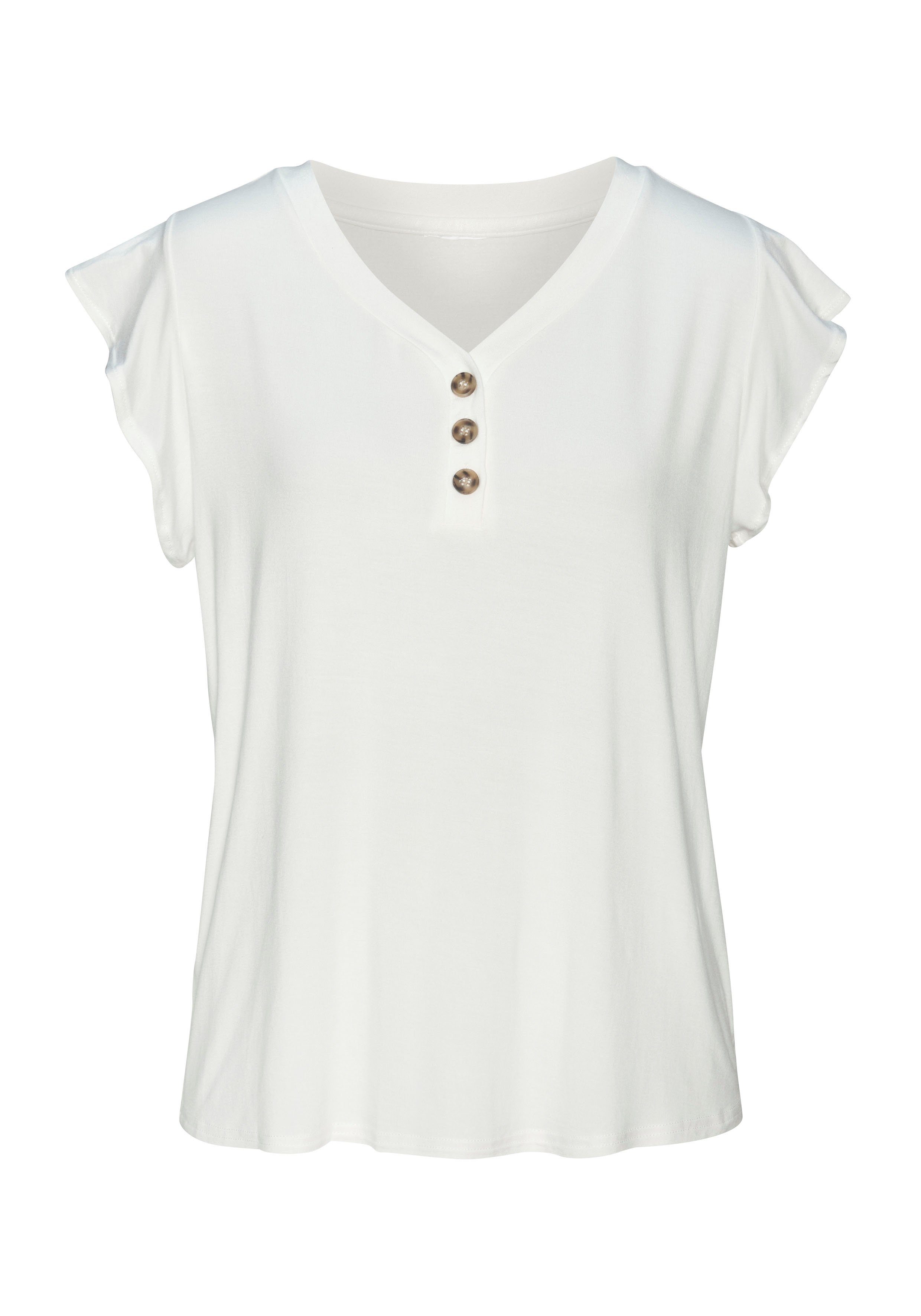 Lascana Shirt Met sierknoopsluiting van zachte viscose-stretch