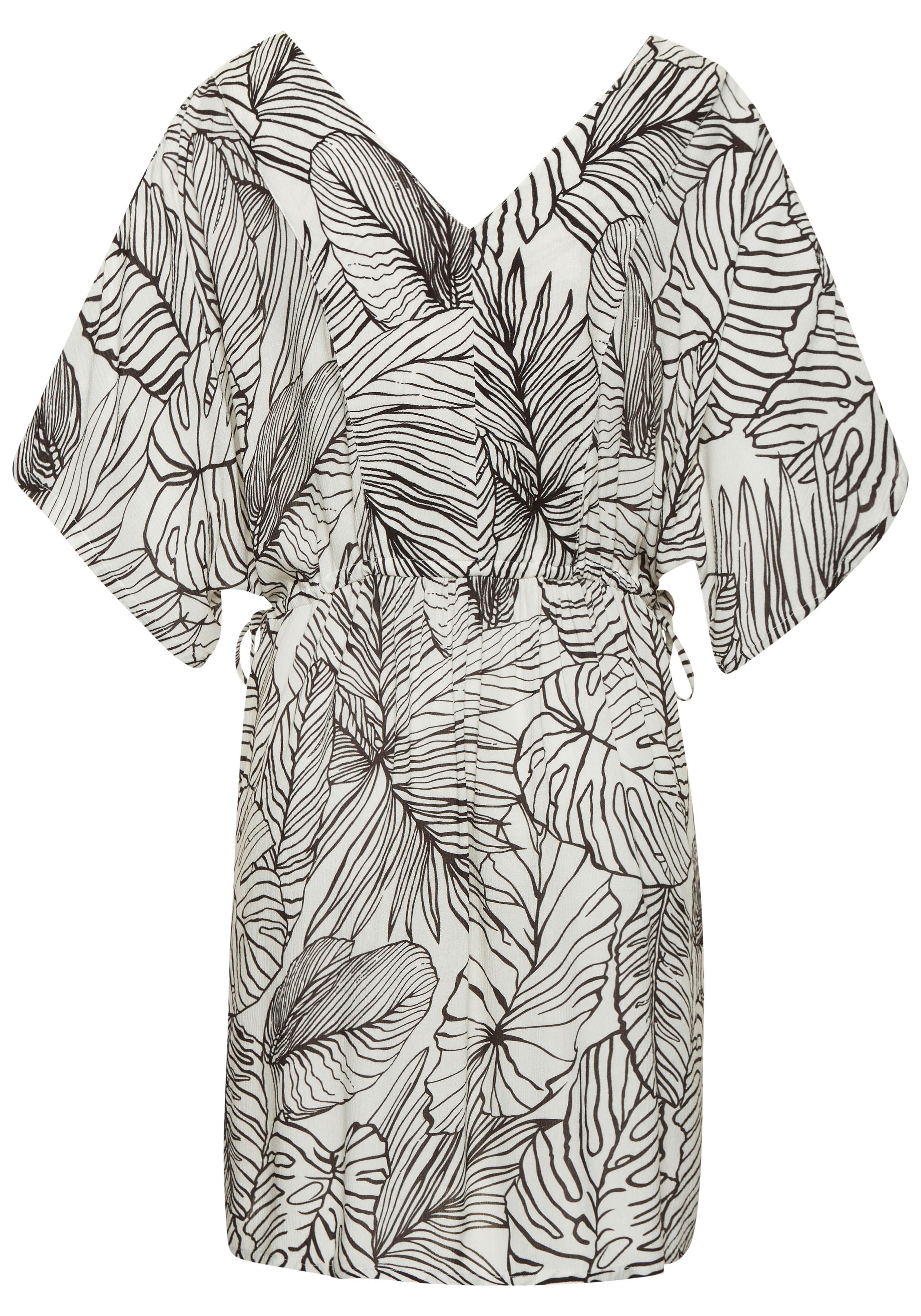s.Oliver RED LABEL Beachwear Lange tuniek van gekreppte viscose, korte zomerjurk, blousejurk, taillierbaar