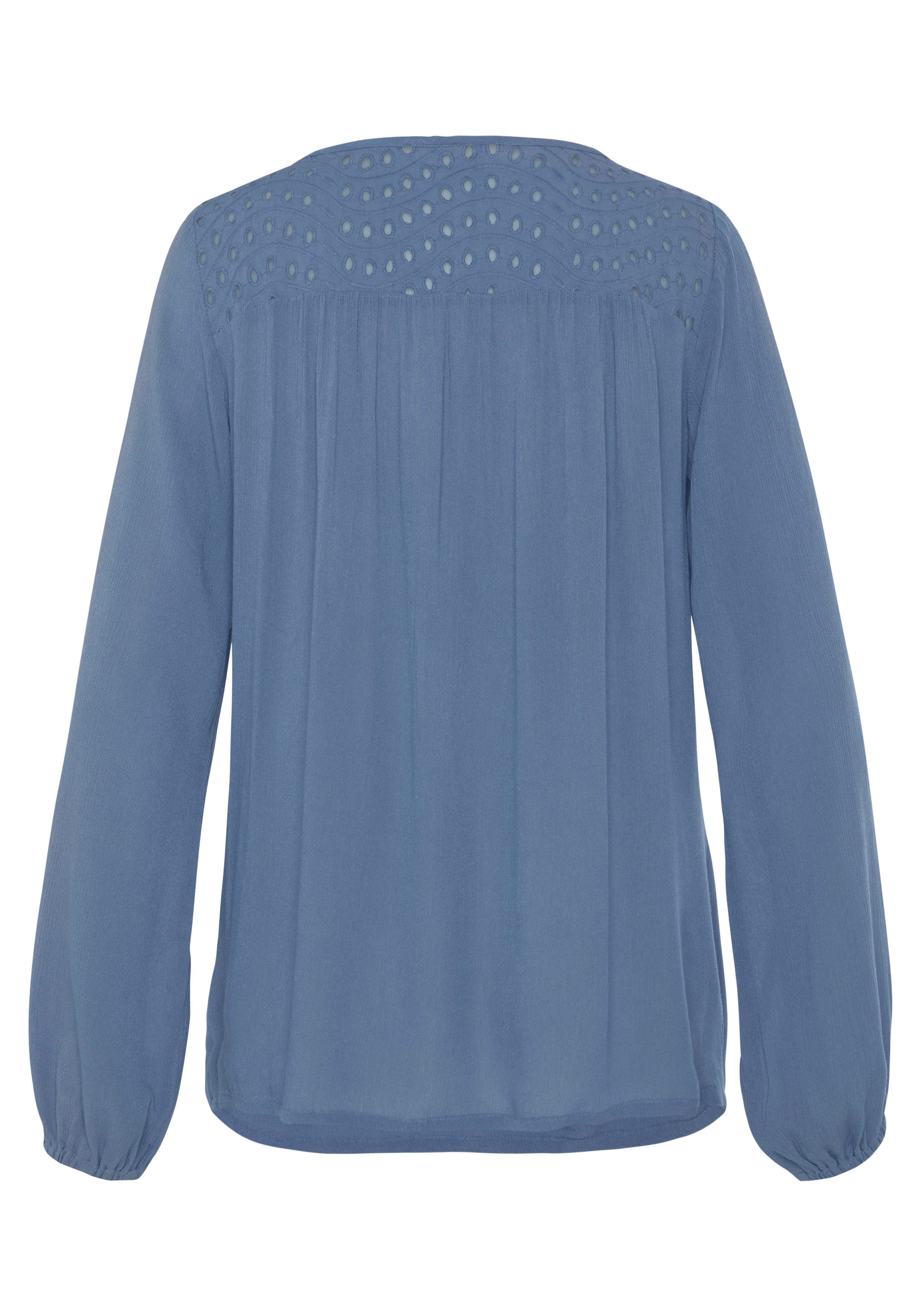 Lascana Crêpe-blouse met geborduurde oogjes, damesblouse, losse pasvorm