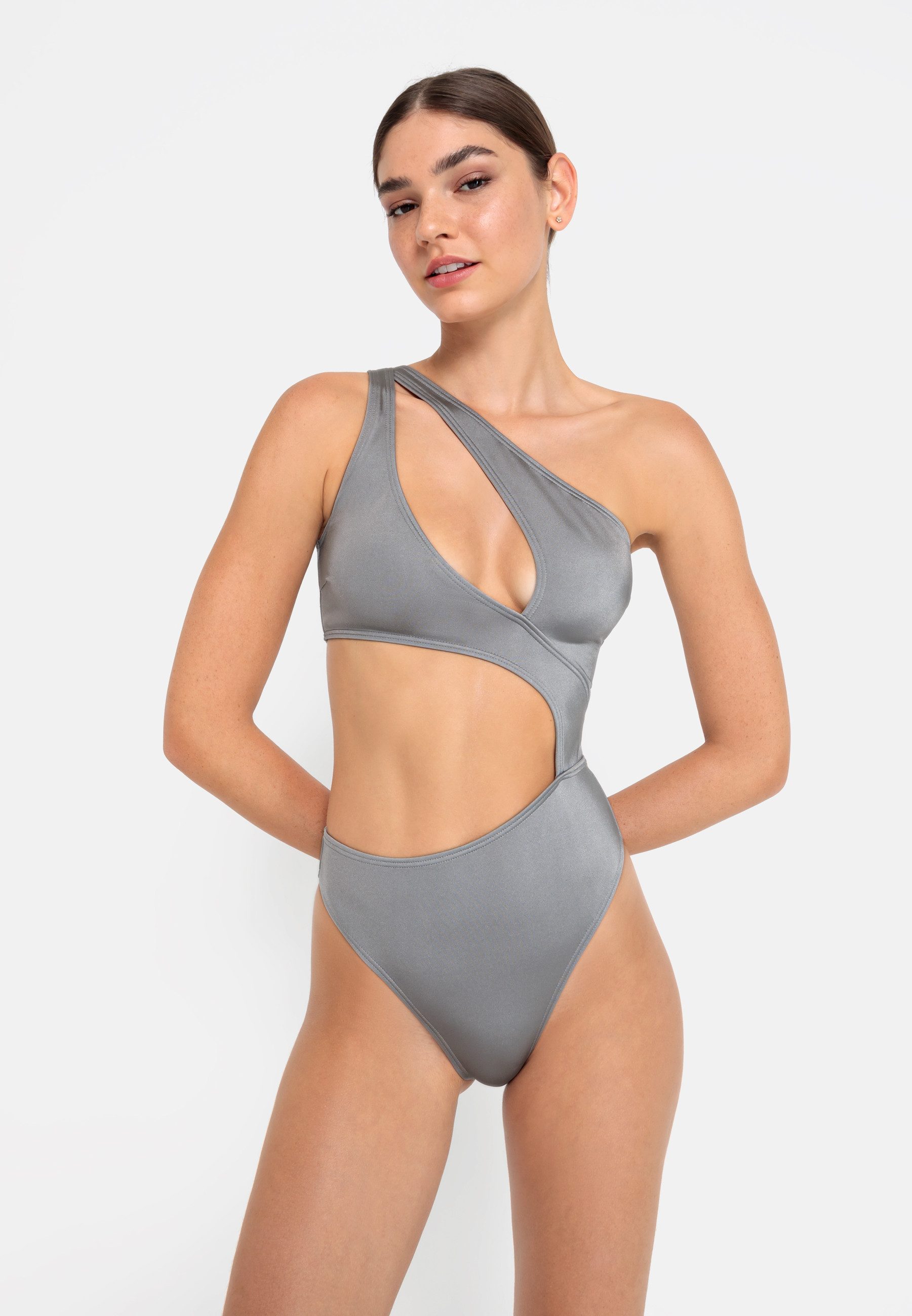 LSCN by LASCANA Monokini Nele met glanzende coating