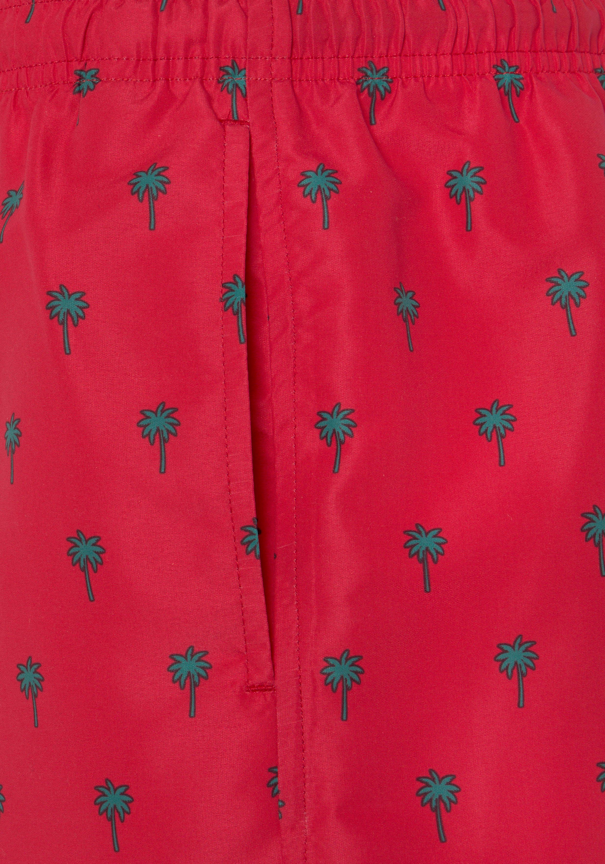 s.Oliver RED LABEL Beachwear Zwemshort met palmendesign heren maat M rood