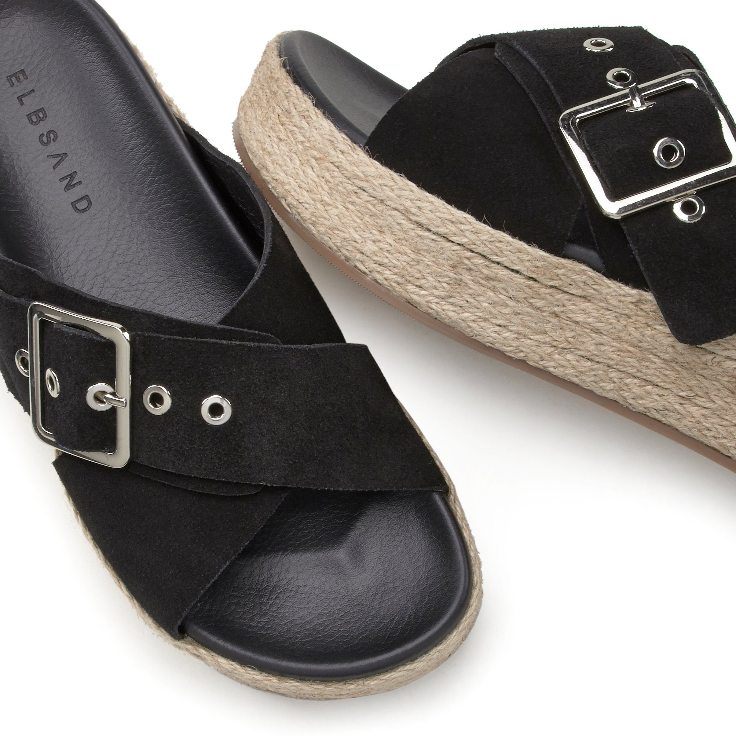Elbsand Slippers Mule, sandaal, open schoen met plateauhak van leer