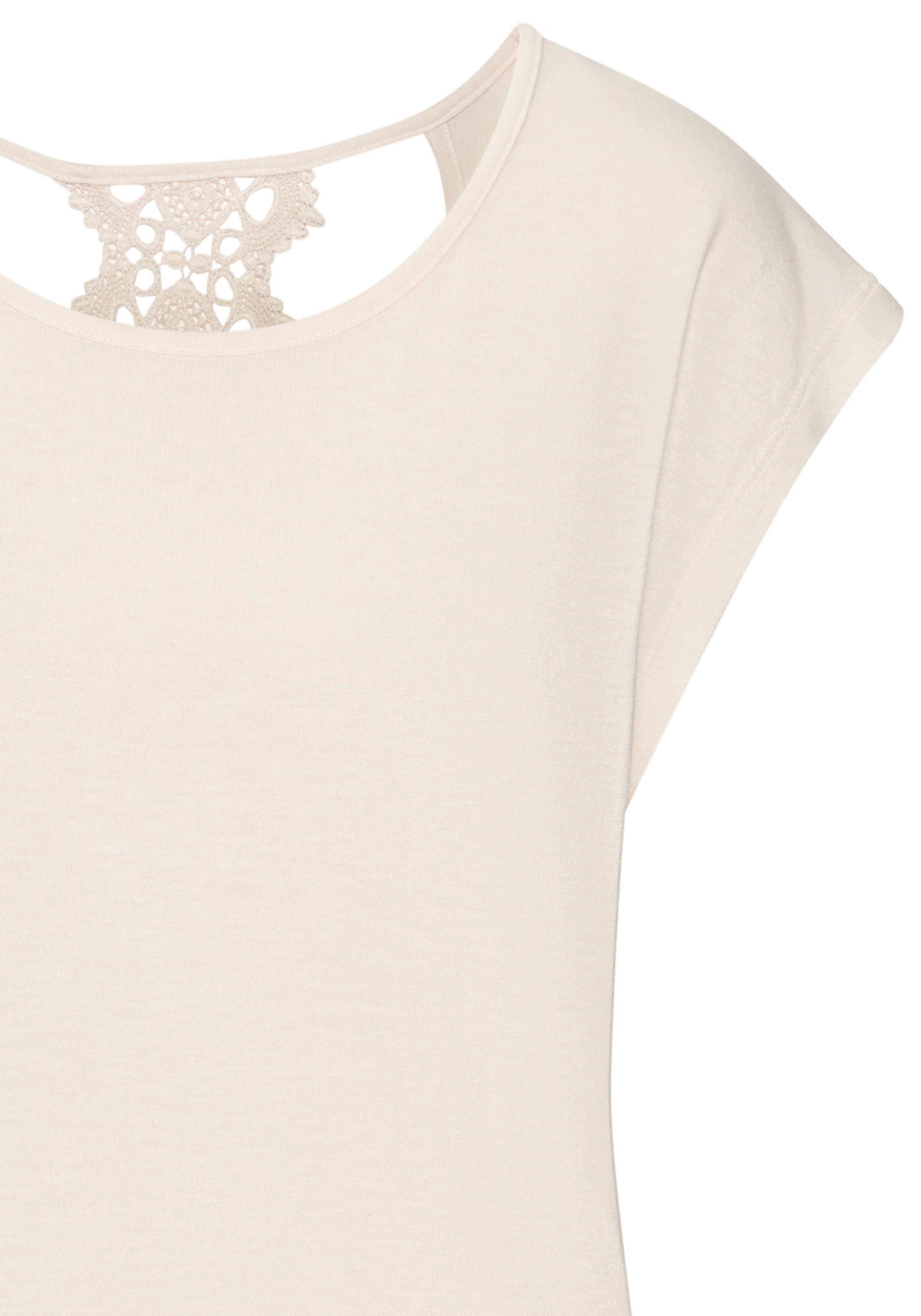 Lascana Shirt met korte mouwen met kantdetail op de rug, comfortabel t-shirt van jersey