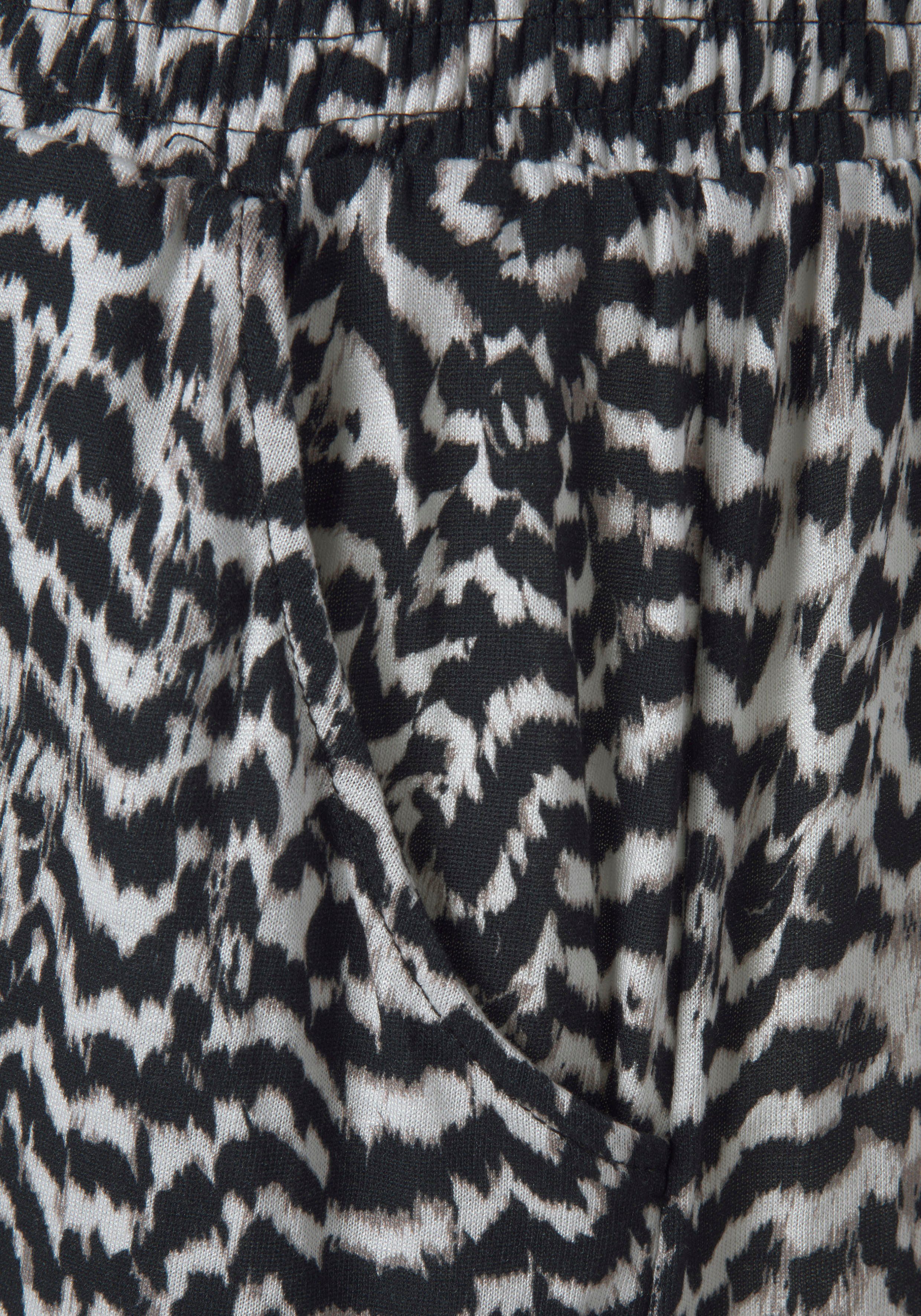 Vivance Jerseybroek met animal print en zakken, elastische tailleband, zomerbroek