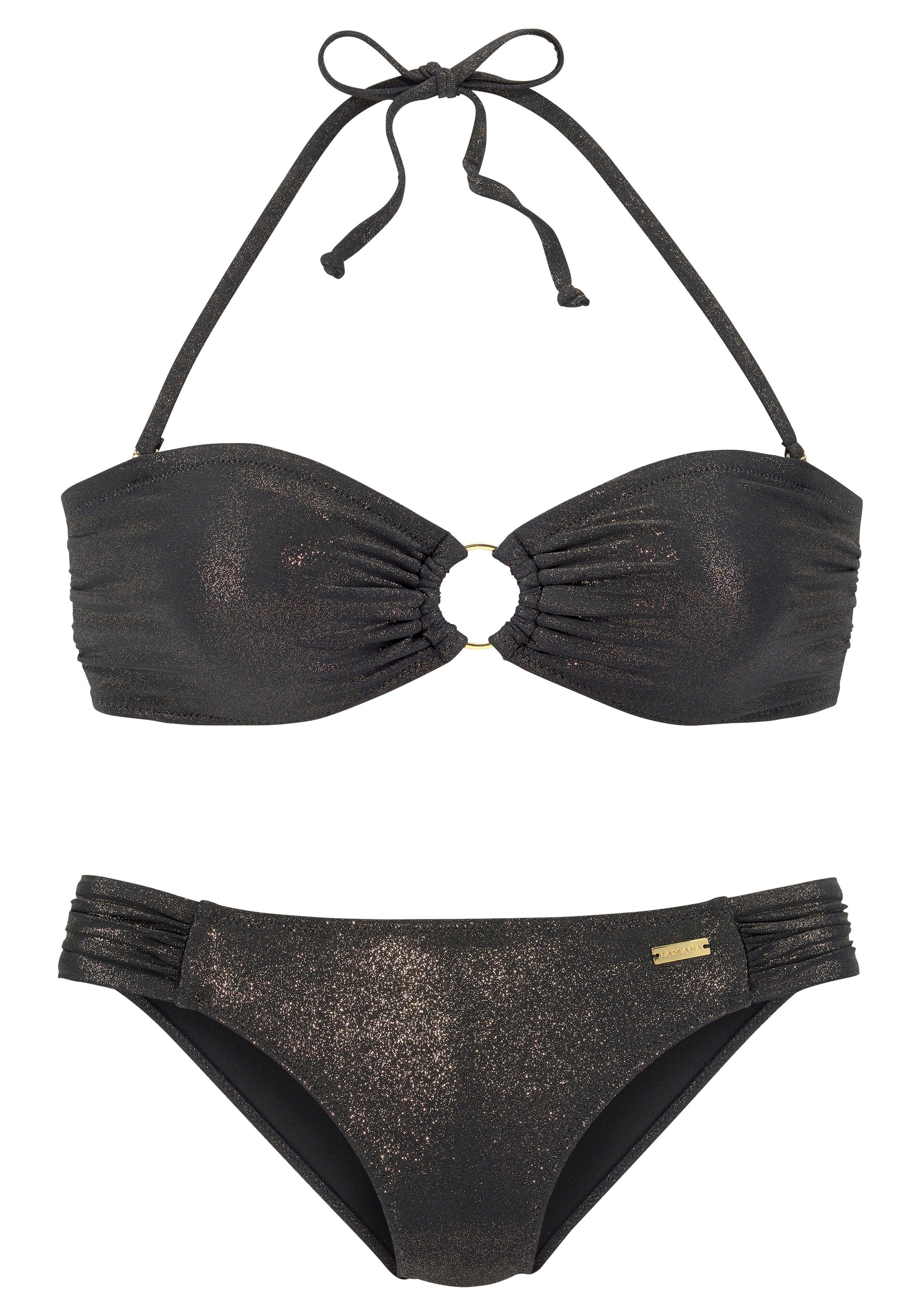 Lascana Bandeaubikini met gouden glanzende coating