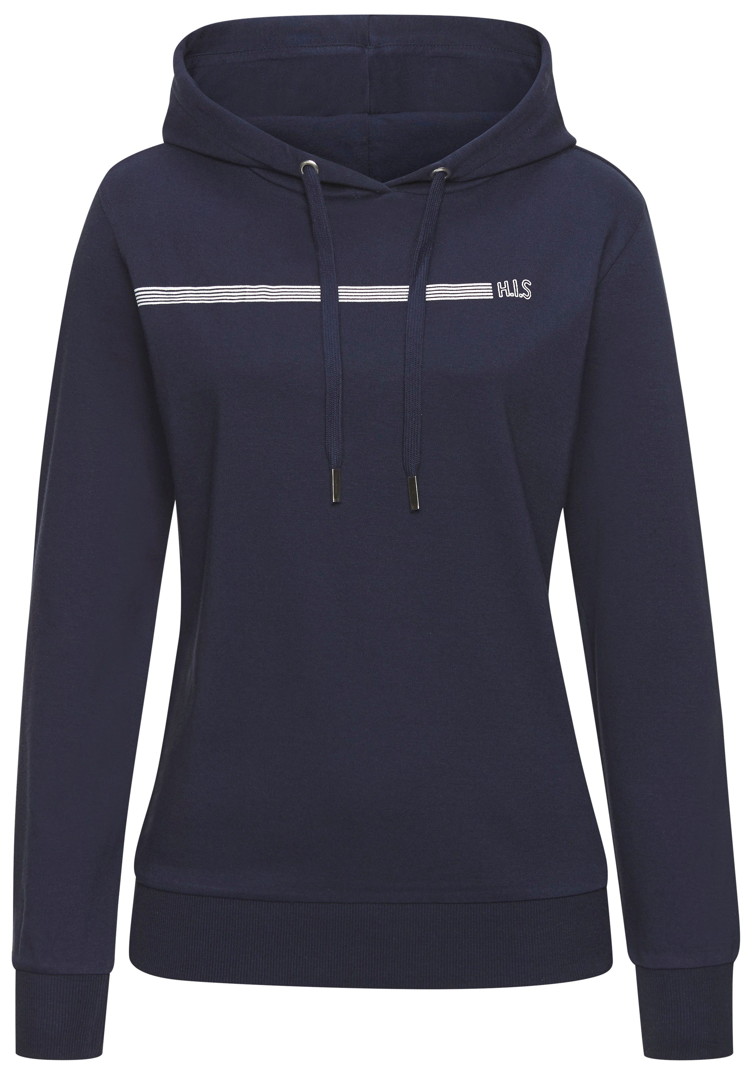 H.I.S Hoodie met kangoeroe zak en streepdru print