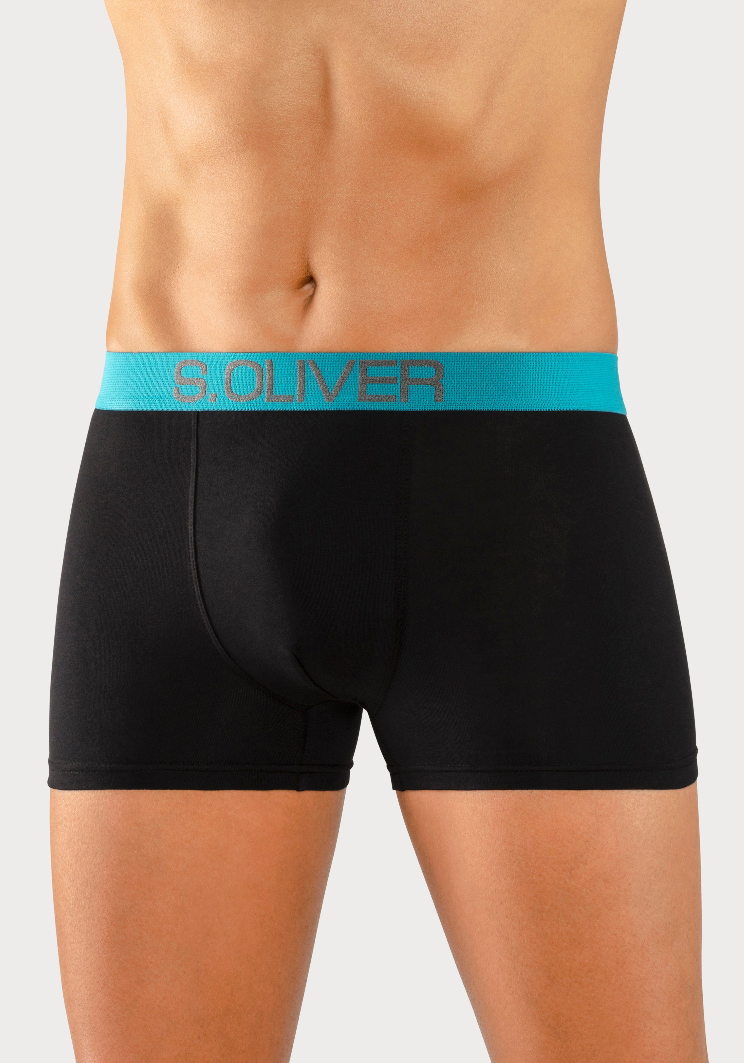 s.Oliver RED LABEL Beachwear Boxershort voor heren met contrastkleurige weefband (set, 4 stuks)