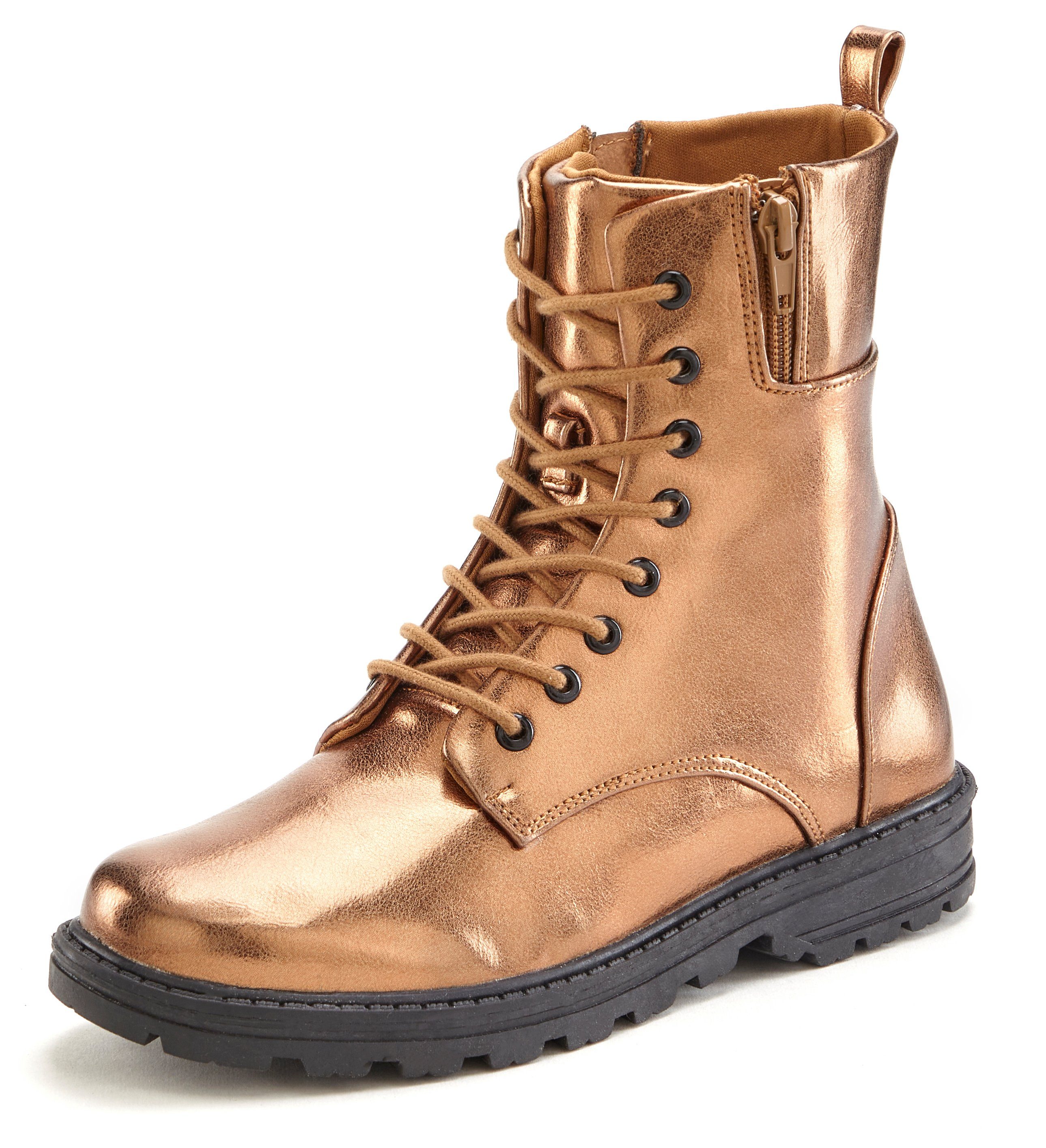 Lascana Laarsjes in de trendy metallic look, laarzen, laarzen vegan