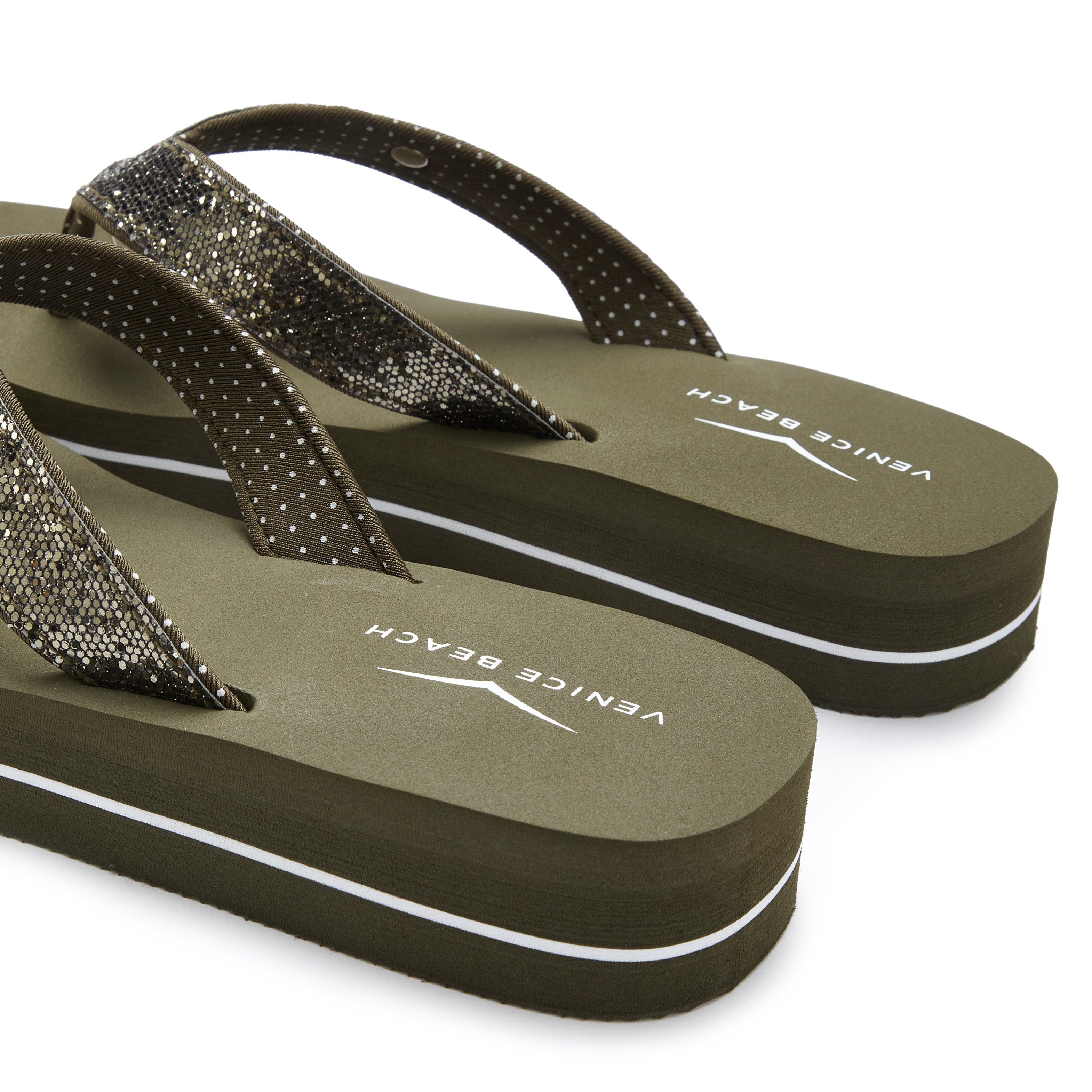Venice Beach Badslippers Sandaal, pantoletten, badschoenen ultralicht met glitterband VEGAN
