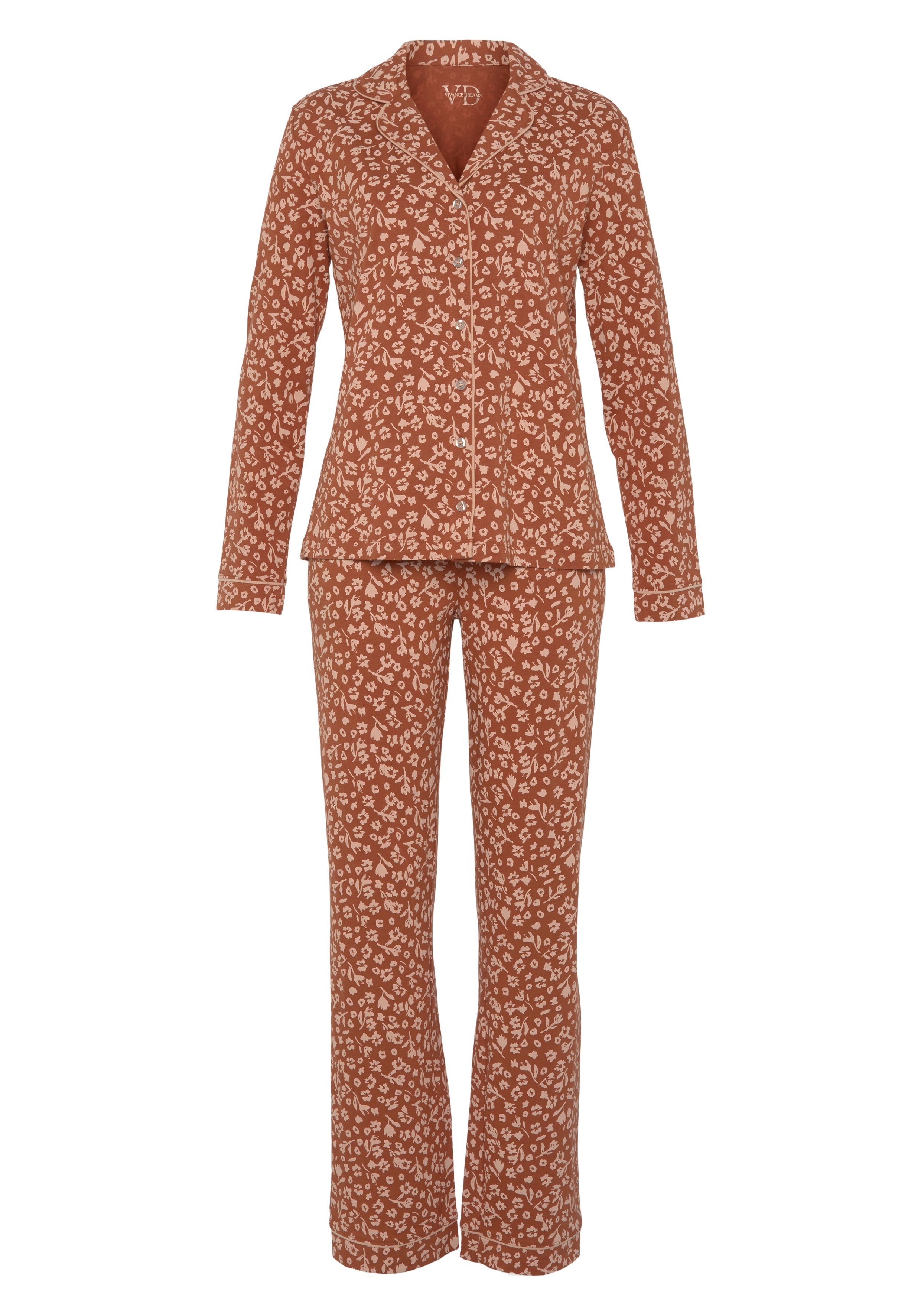 Vivance Dreams Pyjama in klassiek model (2-delig) pyjama's maat 32/34 oranje