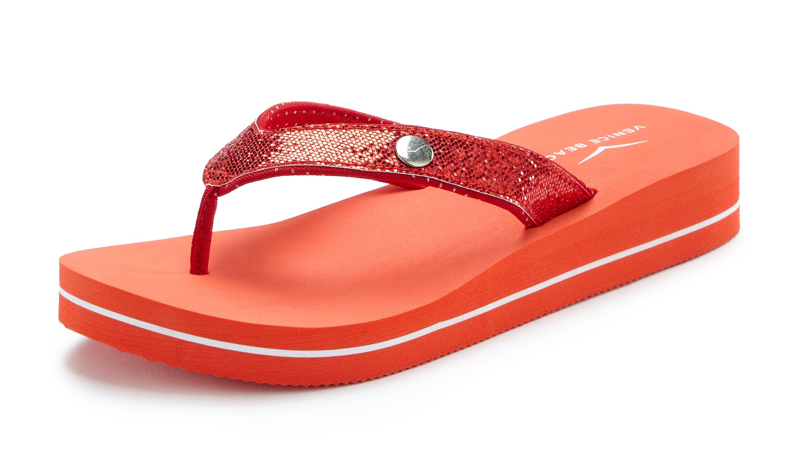 Venice Beach Badslippers Sandaal, pantoletten, badschoenen ultralicht met glitterband VEGAN