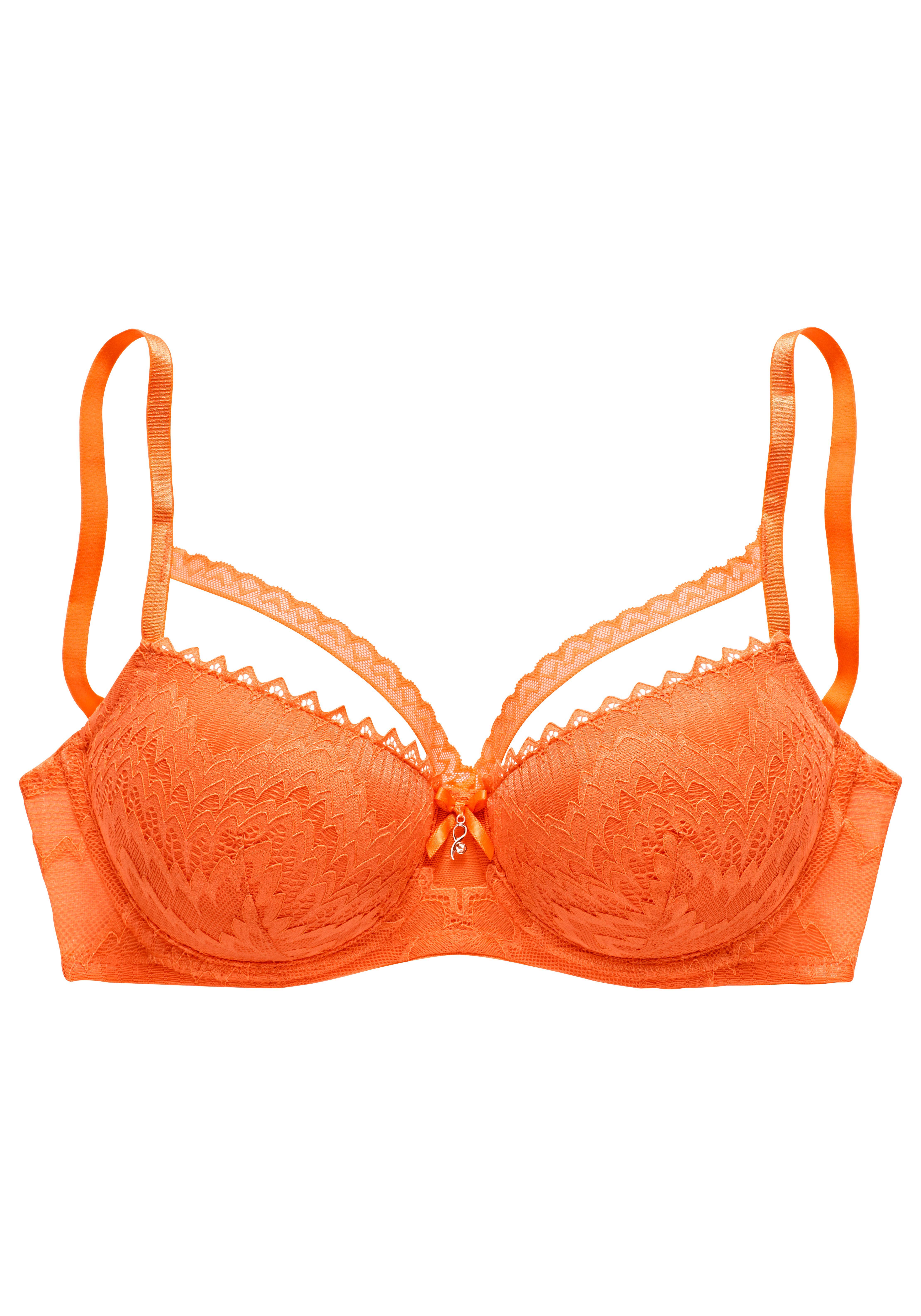 Lascana Bh met steuncups met modieuze zigzag-kant in balconnet-snede, lingerie beugel bh's maat 70 D oranje