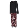 s.oliver red label beachwear pyjama bloemdessin met streepdetails zwart