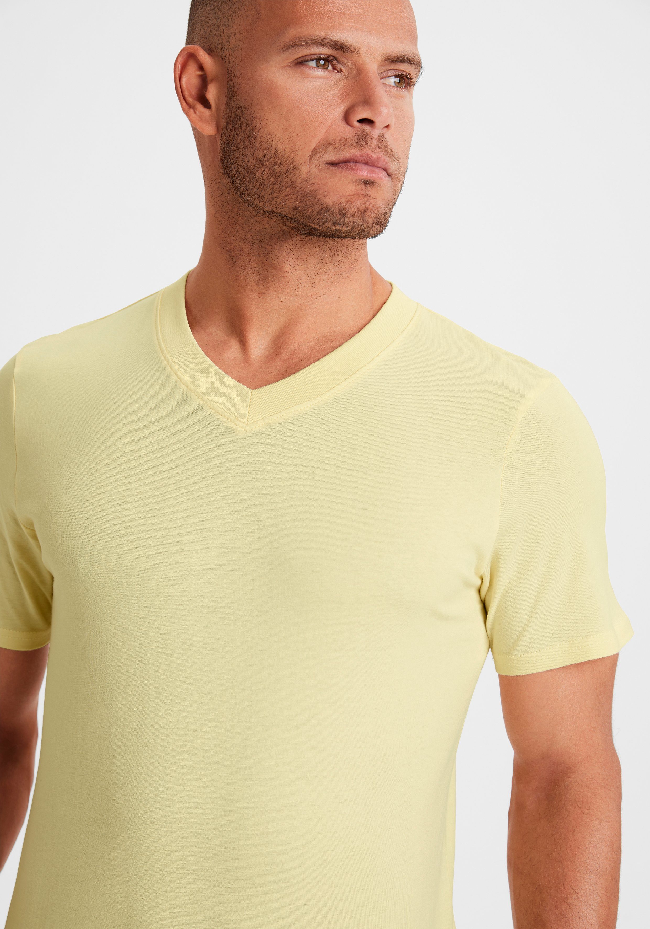 KangaROOS T-shirt Regular fit Vrijetijdsshirt met korte mouwen, V-hals van 100% katoen (Set van 2)