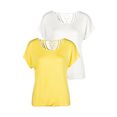 vivance t-shirt met zachte gehaakte kant achter (set van 2) geel