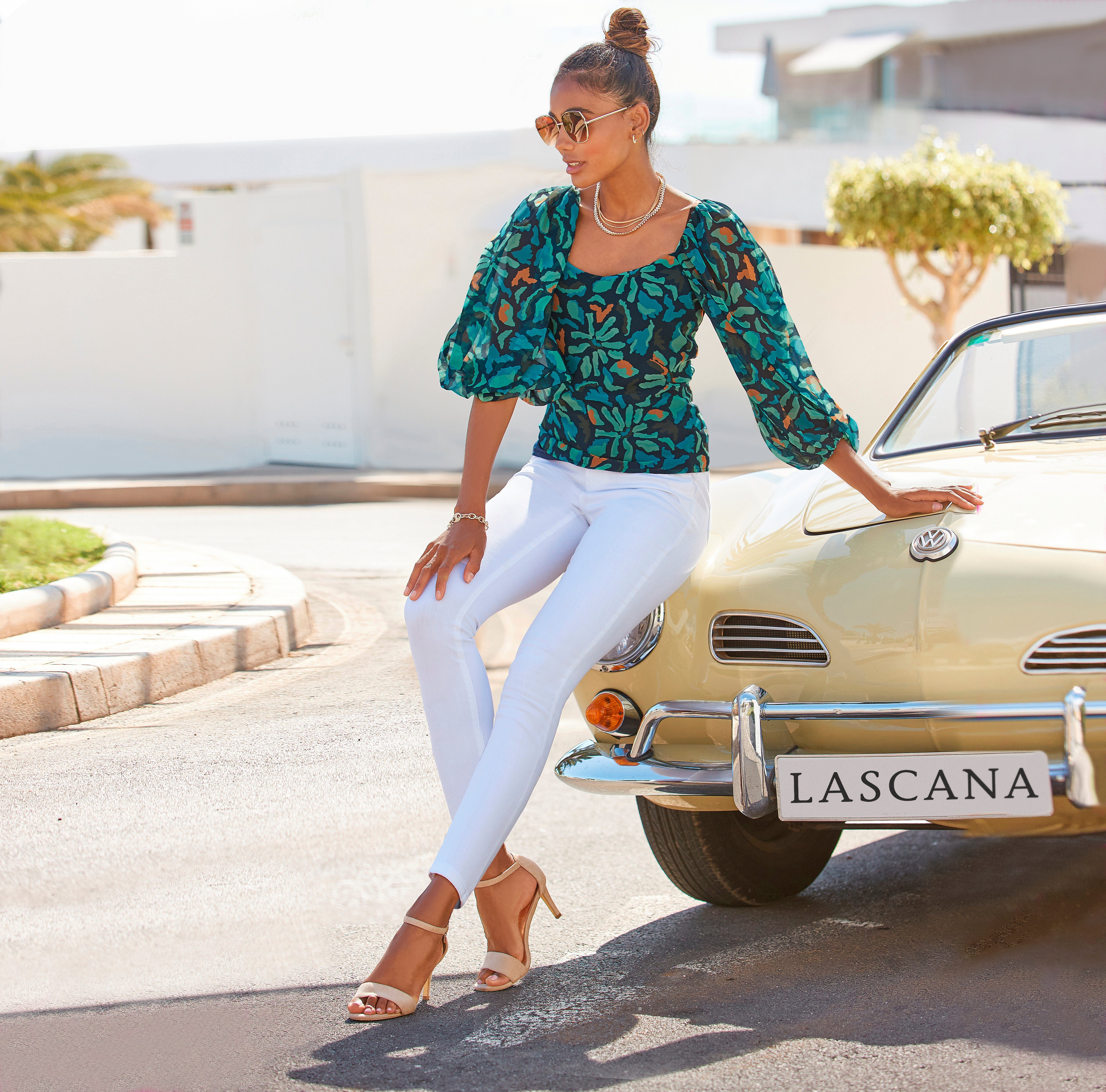Lascana Chiffon blouse met wijde pofmouwen