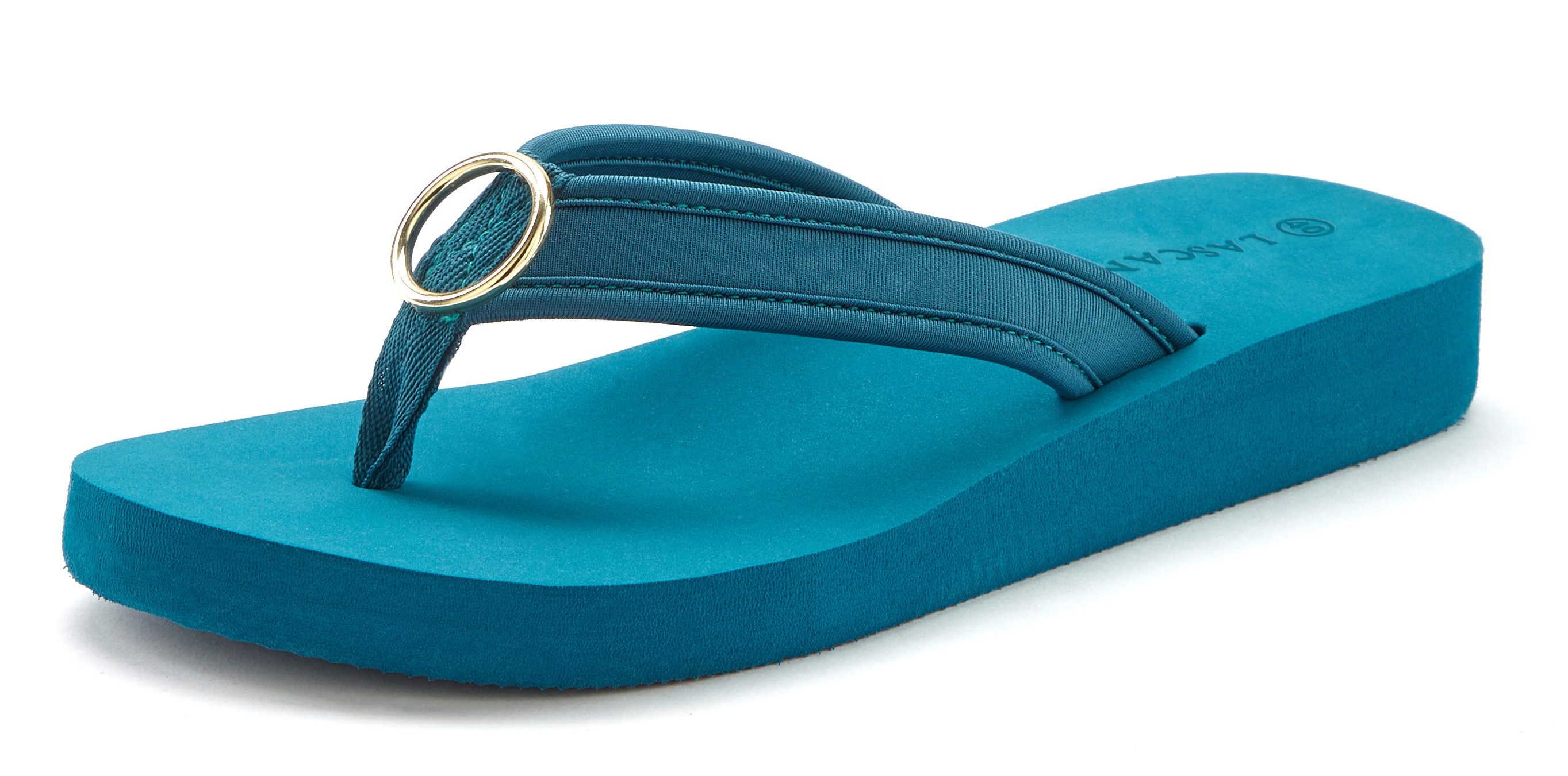 Lascana Badslippers Sandaal, pantoletten, badschoen met ringapplicatie "Italië" VEGAN slippers maat 35 blauw