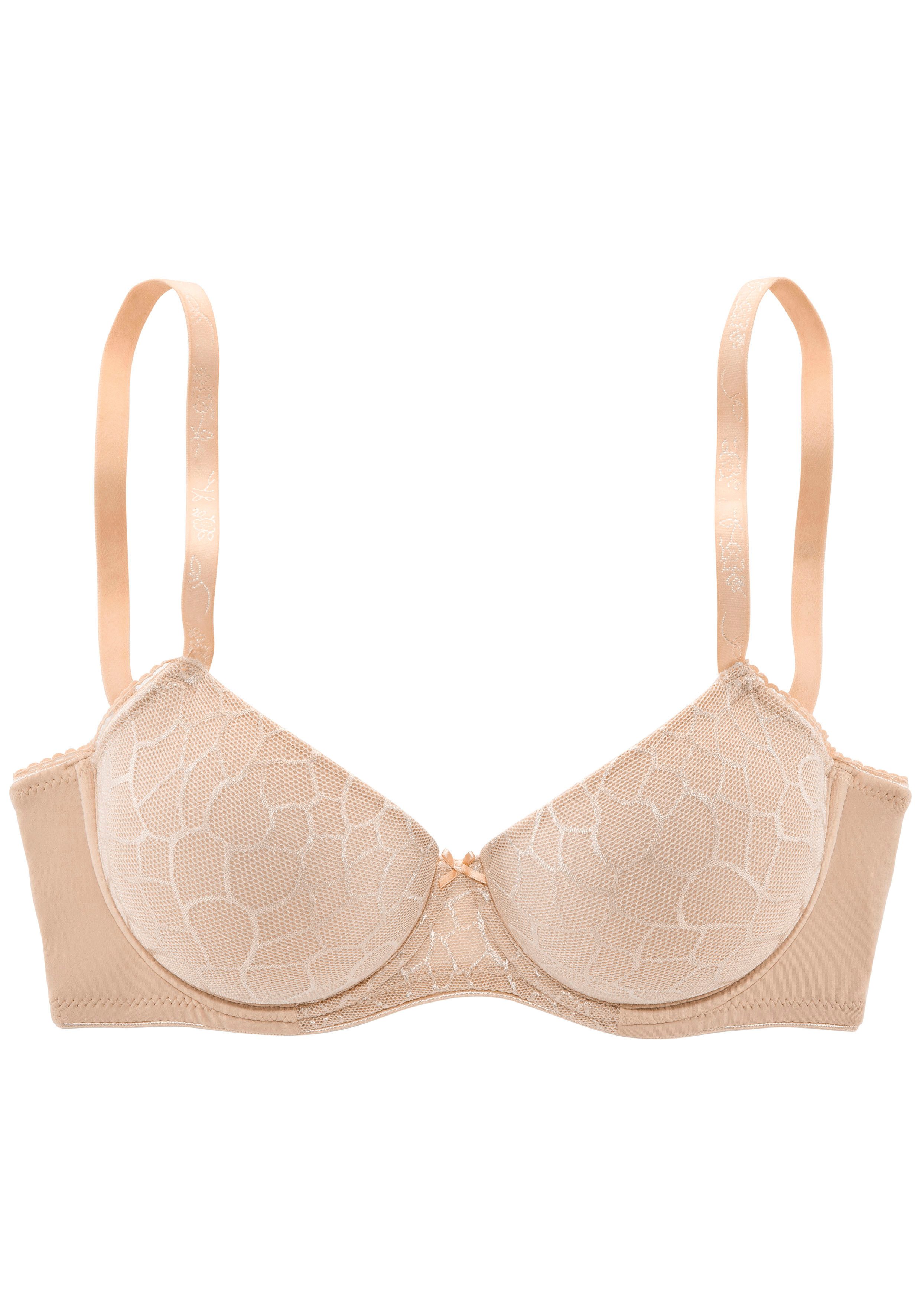 Lascana Bh met steuncups Chiara met grafisch netmotief, dessous voorgevormde bh's maat 80 D beige