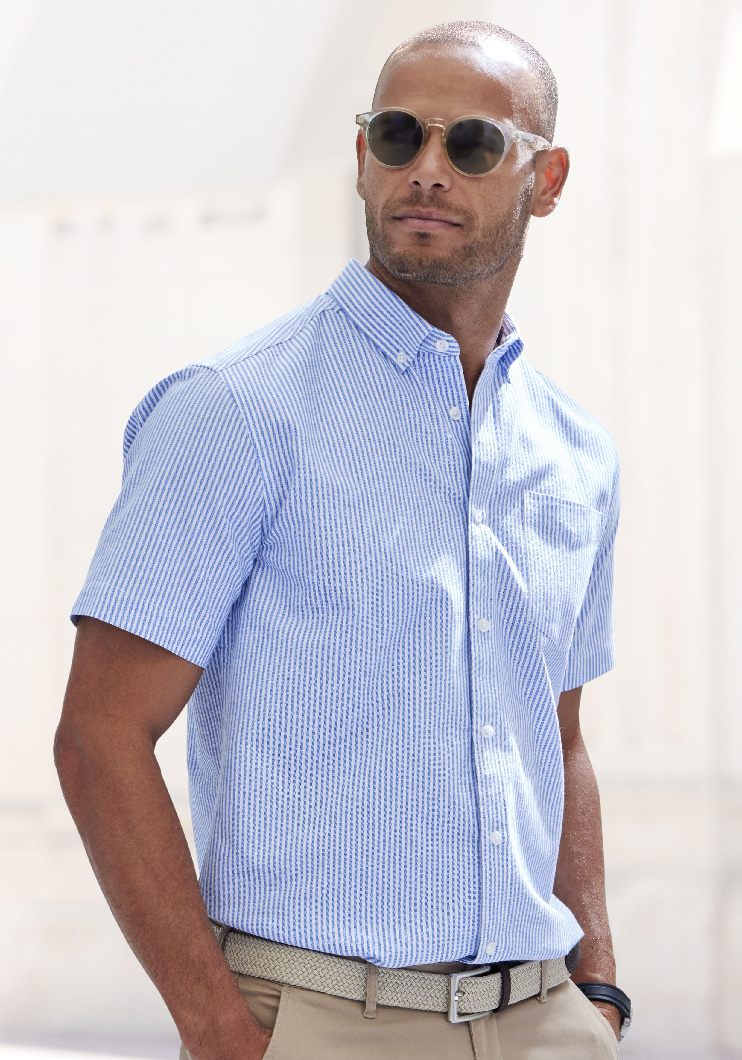 H.I.S Overhemd met korte mouwen Regular fit Oxford overhemd met korte mouwen met button-down-kraag van 100% katoen