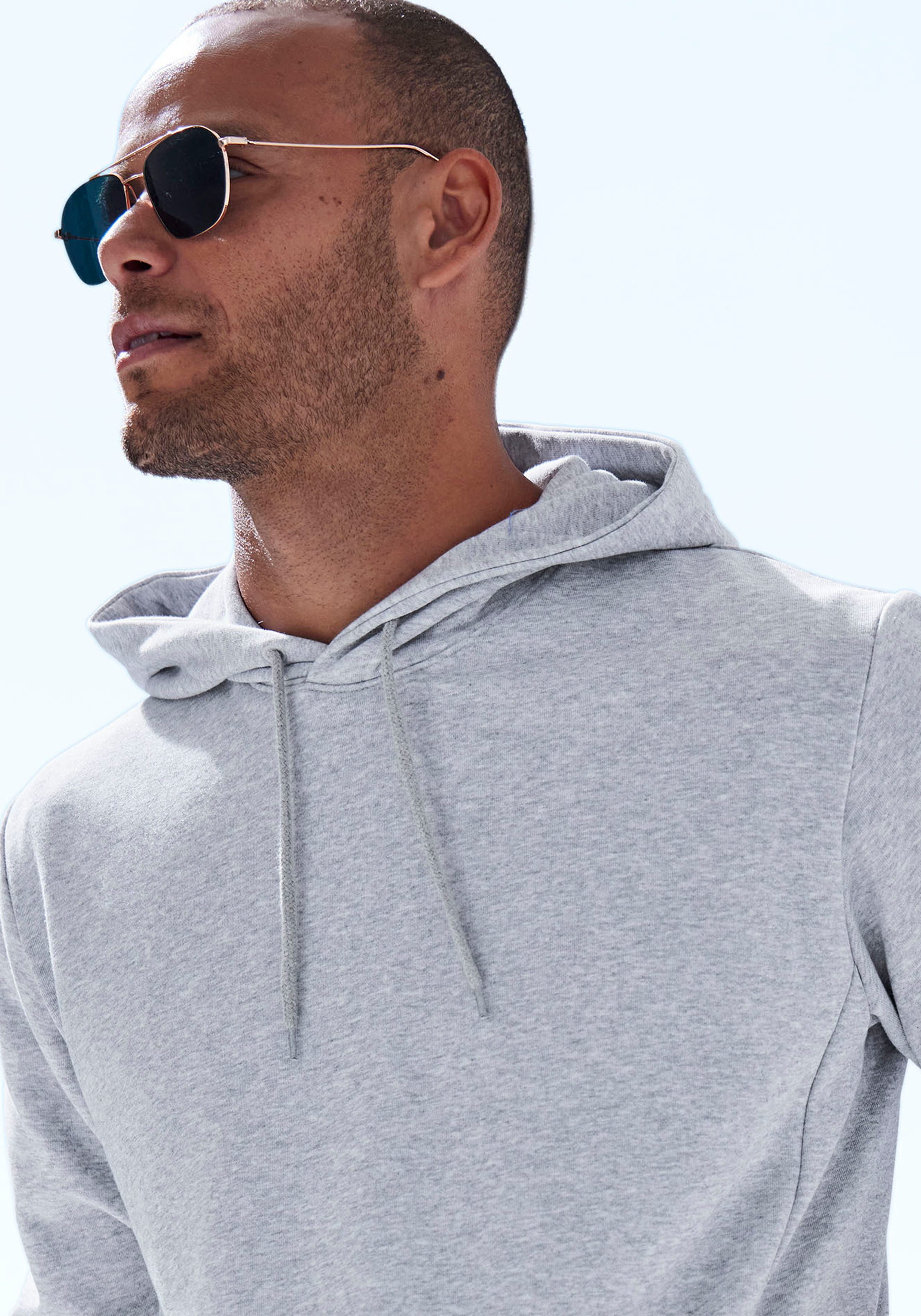 John Devin Hoodie Langarm, sweatshirt met ronde hals en capuchon, katoenmix