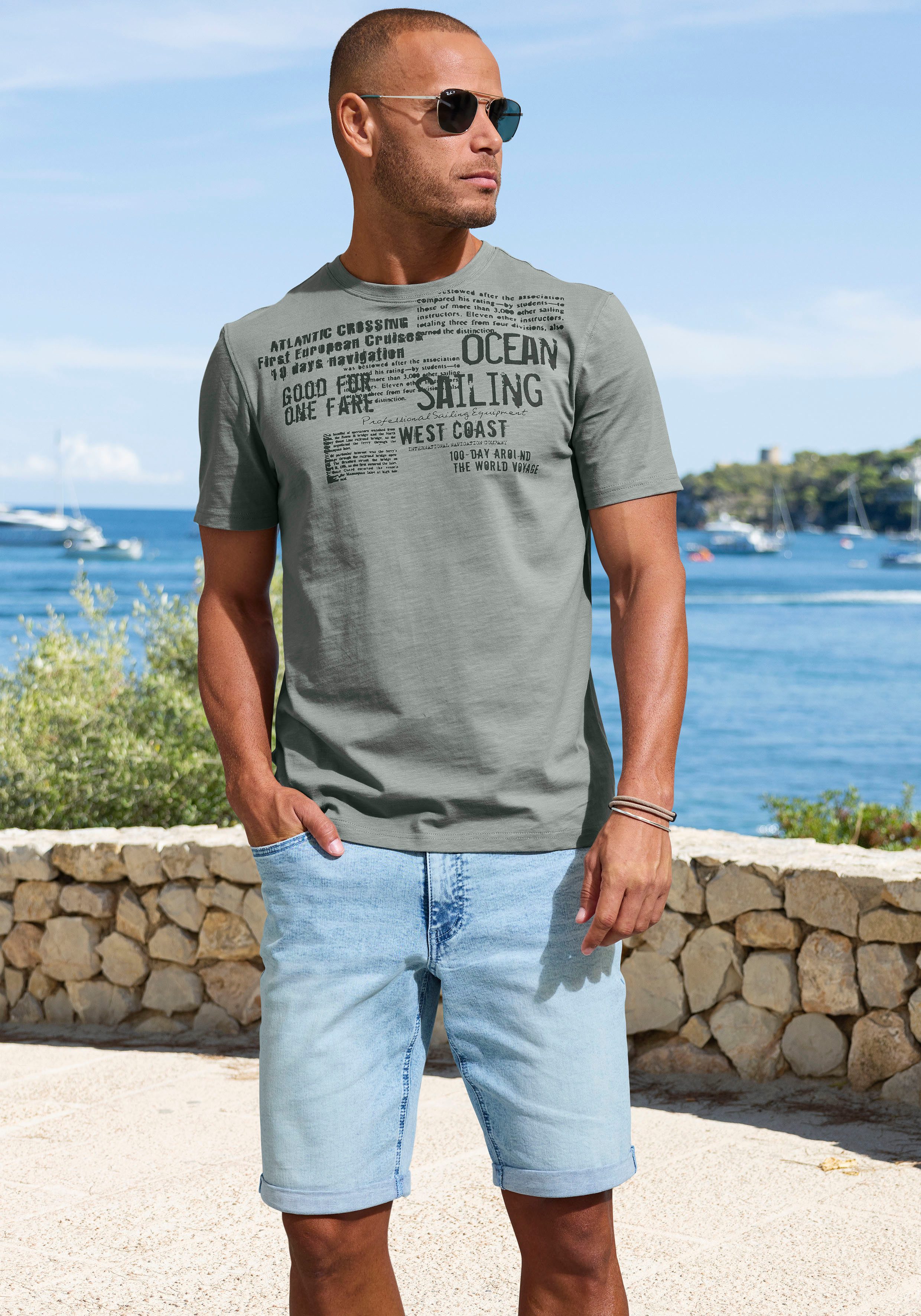 John Devin T-shirt Met print Regular-fit, van slub-kwaliteit, met print