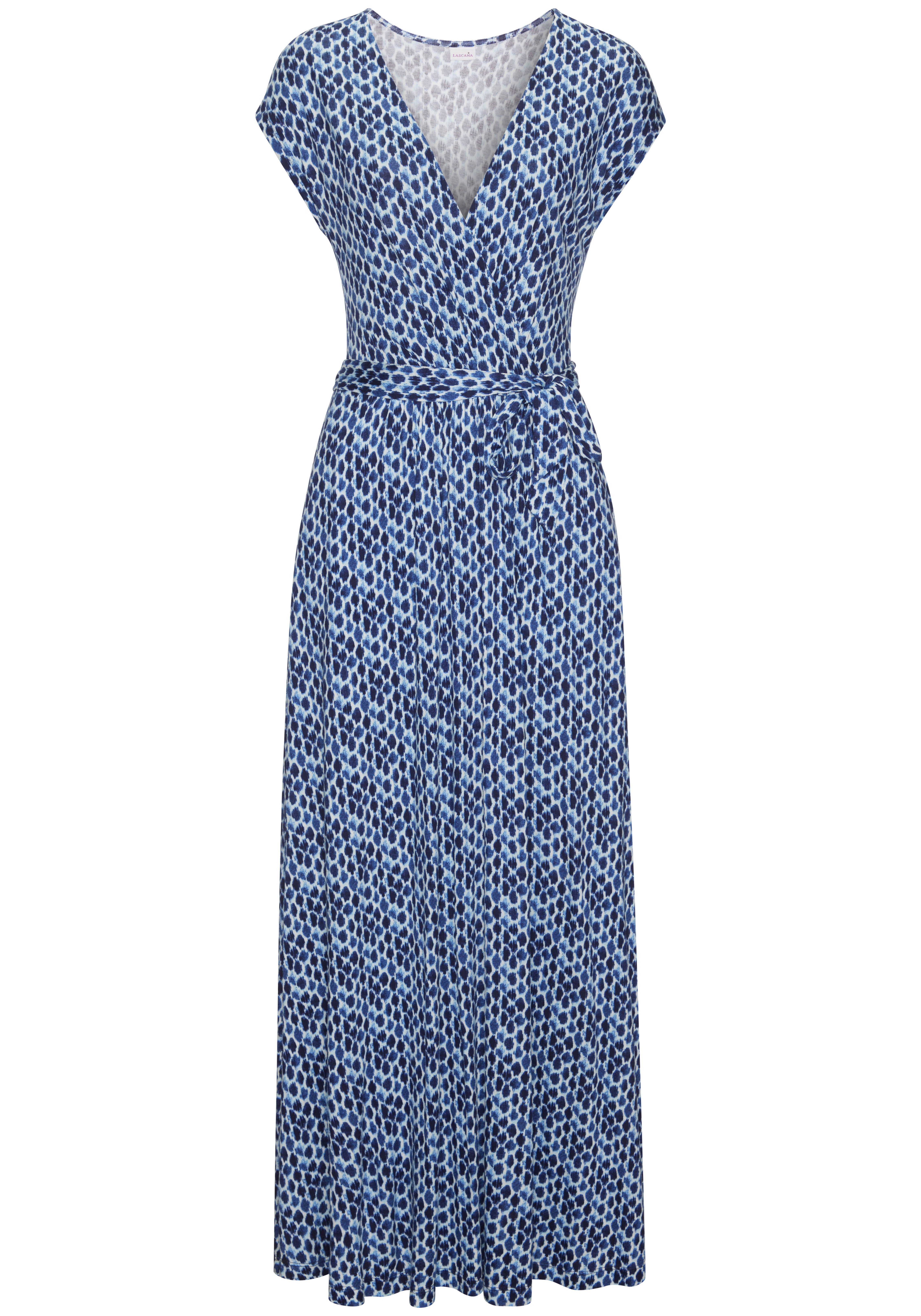 Lascana Maxi-jurk met bindriem, zomerjurk, strandjurk strandkleding maat 46 blauw