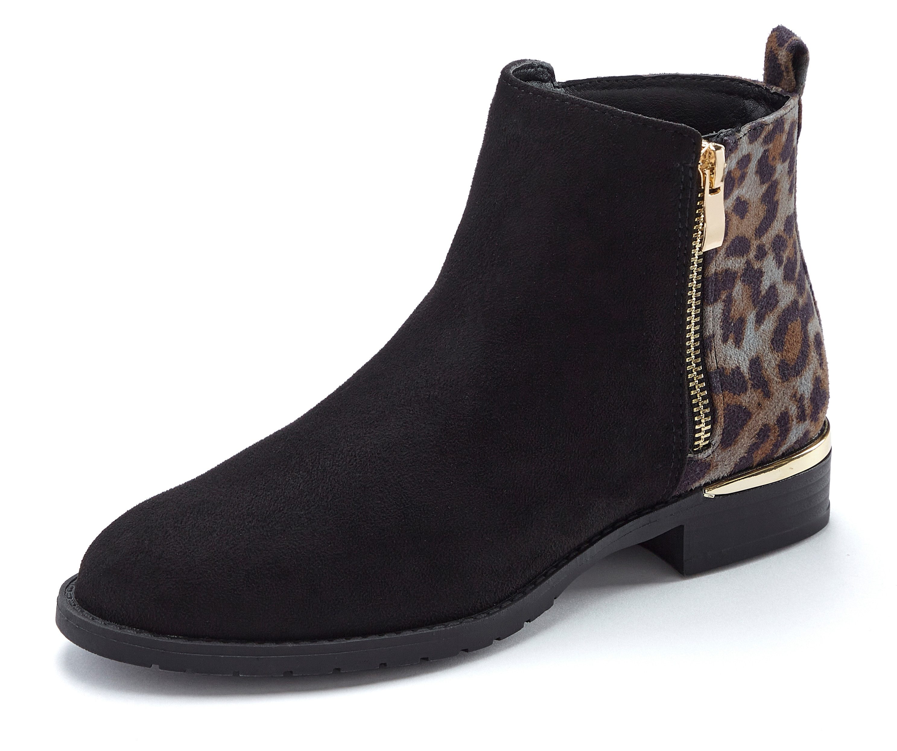 Lascana Laarsjes Ankle boots, laarzen met leeuw-print vegan