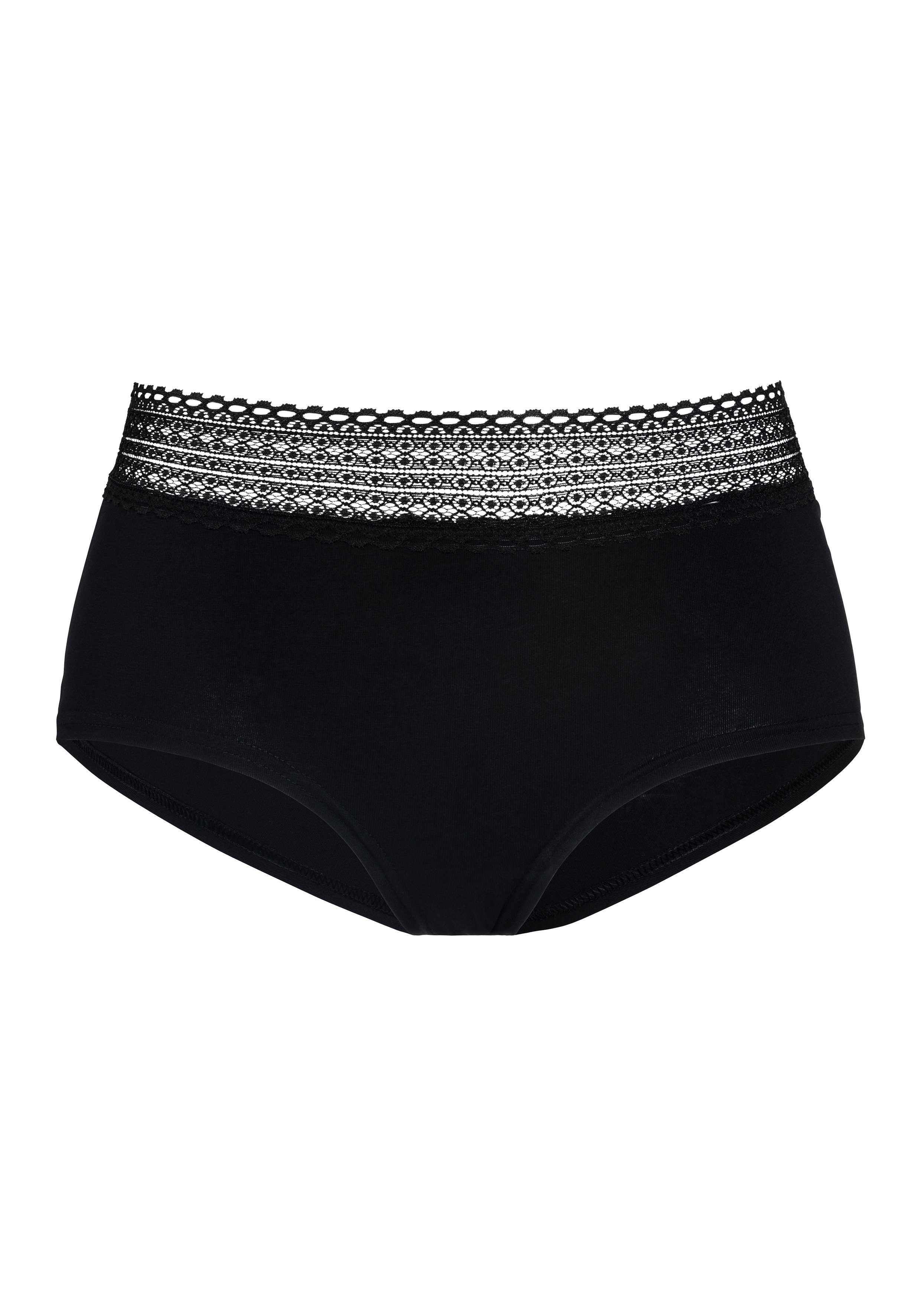s.Oliver RED LABEL Beachwear Hipster van elastische katoen-kwaliteit met grafische kant (3 stuks)