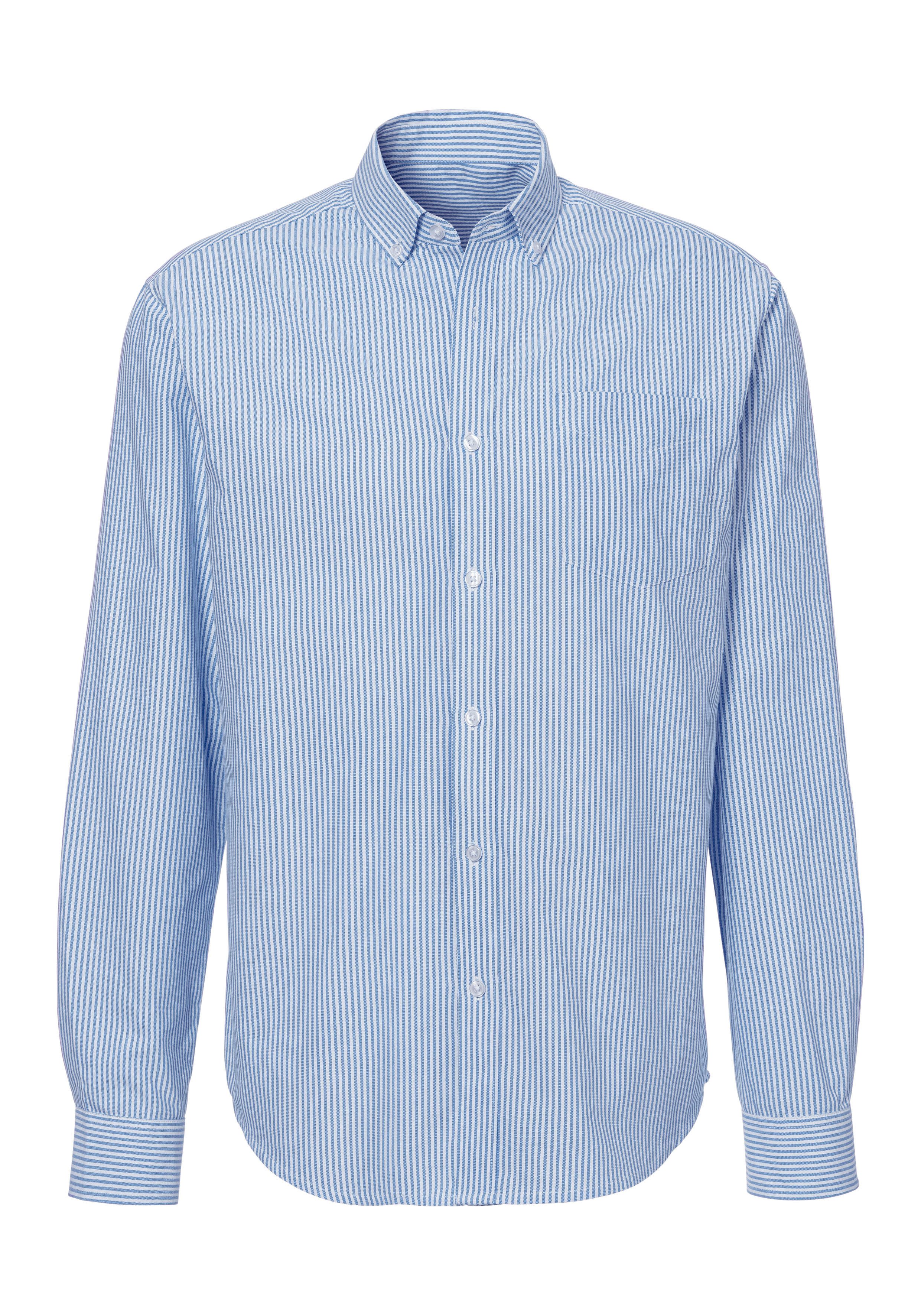 H.I.S Overhemd met lange mouwen Regular fit Oxford overhemd langarm met button-down-kraag van 100% katoen heren maat L (41/42) blauw