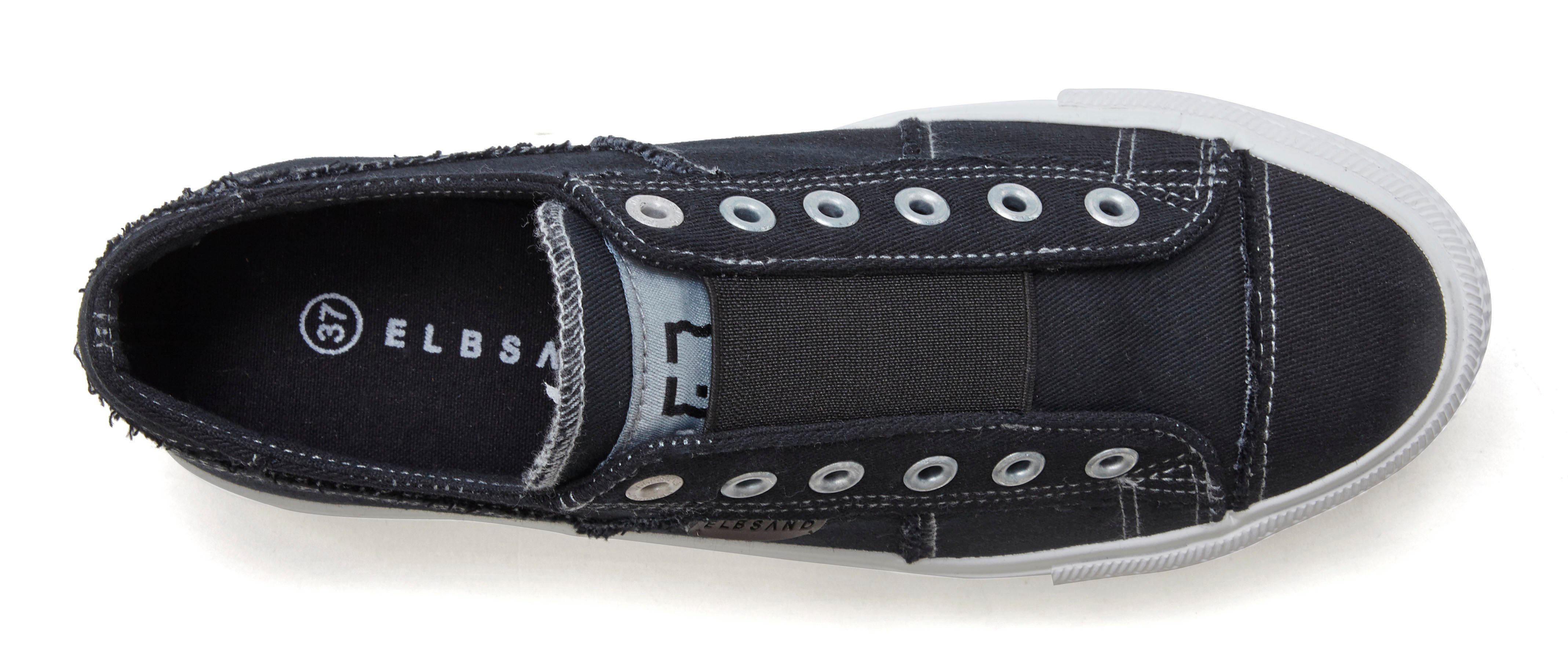 Elbsand Slip-on sneakers uit textiel, comfortabele elastische inzet, lage schoen, casual schoen, slipper