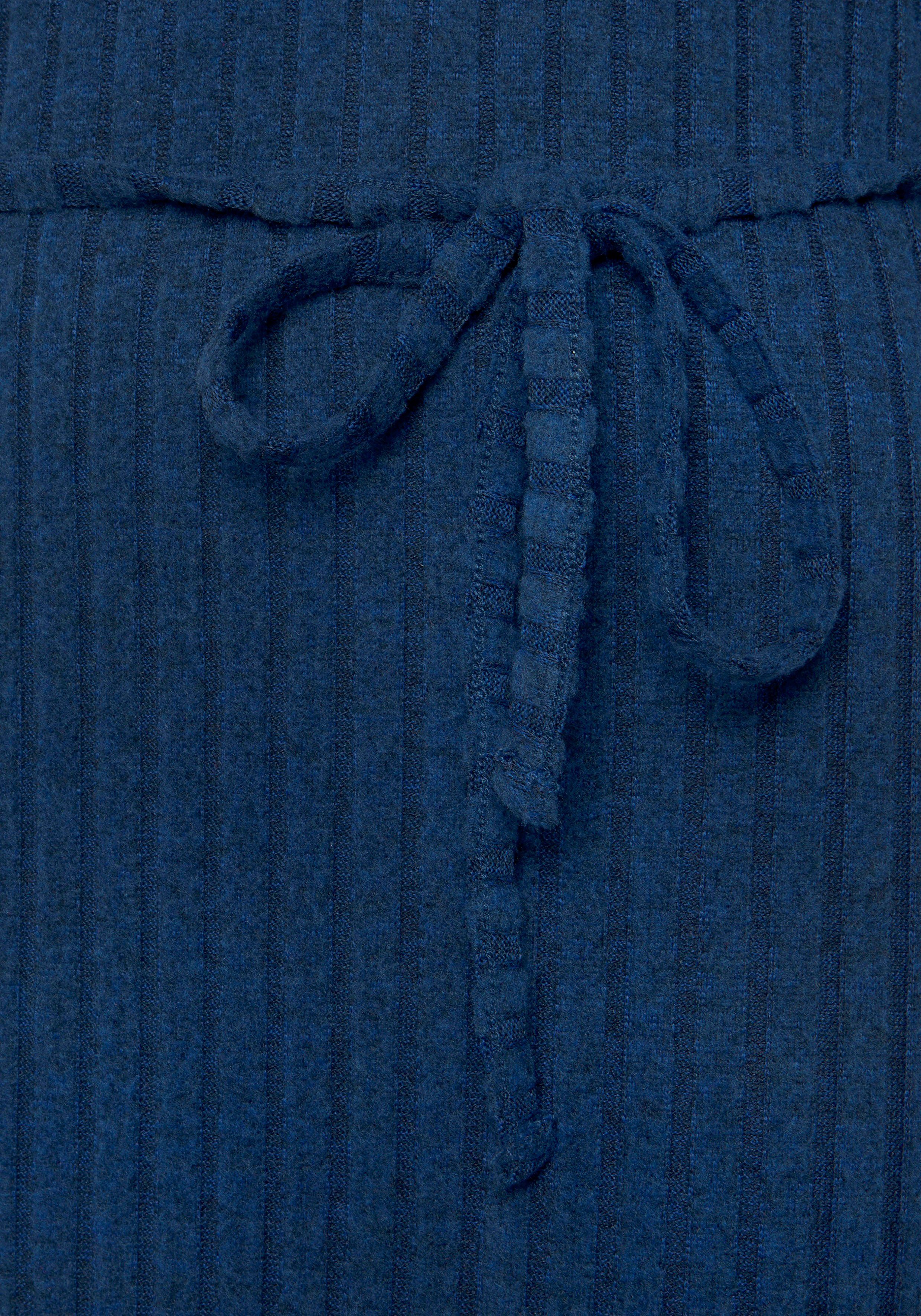 Lascana Gebreide jurk - Ribgebreide jurk, loungejurk Lounge-/rib jurk met wijde mouwen en tailleband, loungewear (1-delig)