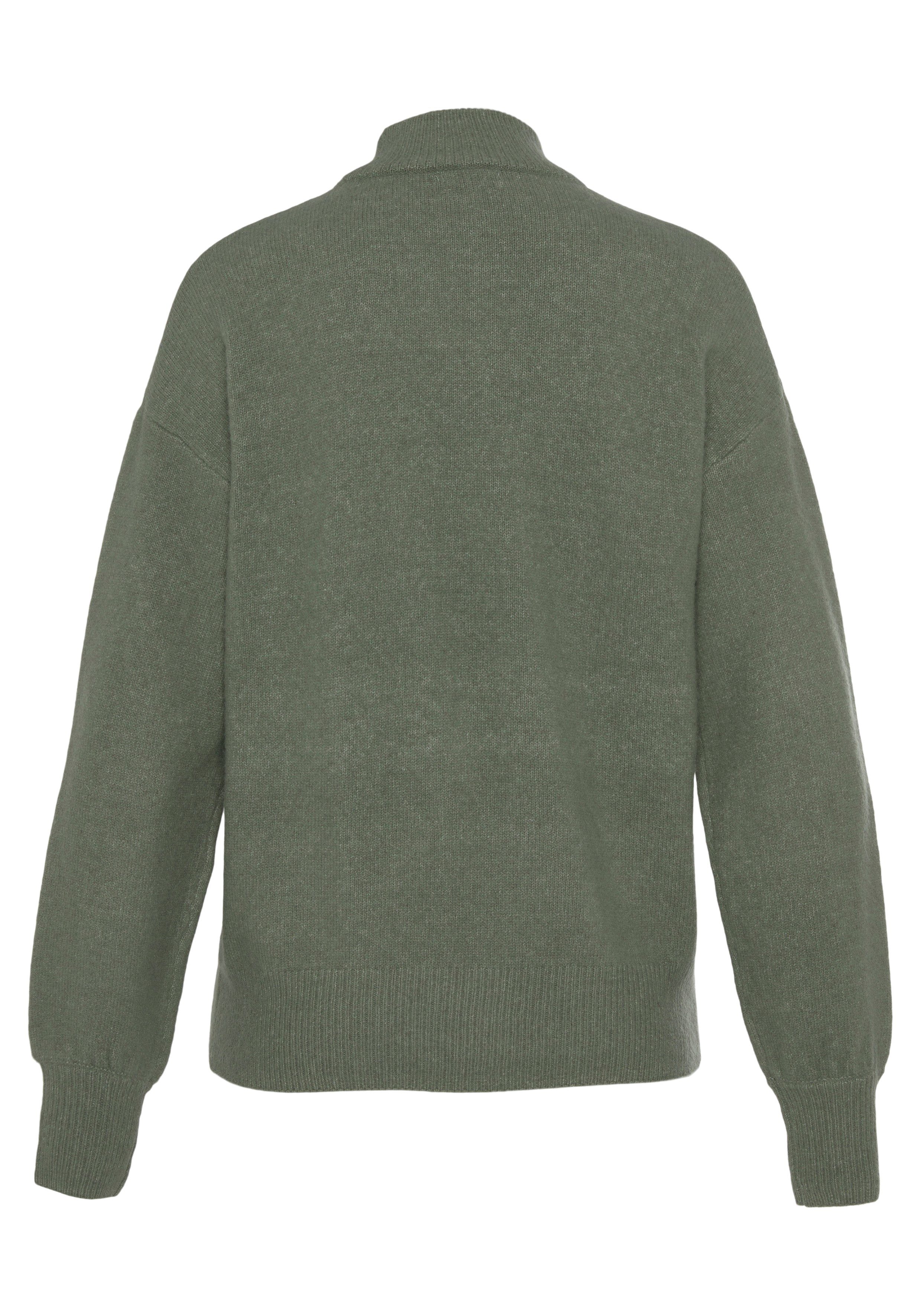 Lascana Gebreide trui -Lounge Pullover met staande kraag en ribboorden, loungewear