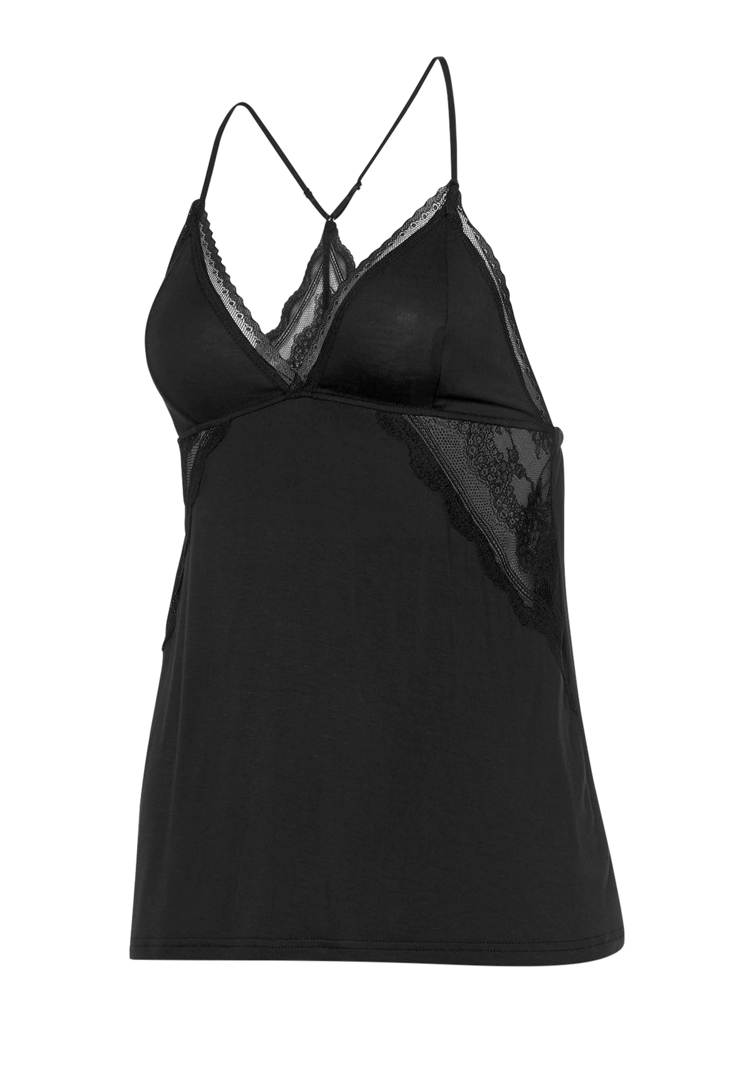 Lascana Babydolltop met fijne bandjes en transparante, kanten inzetten