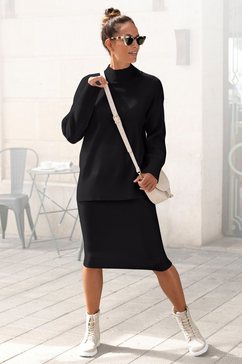 lascana trui met staande kraag met brede randen zwart