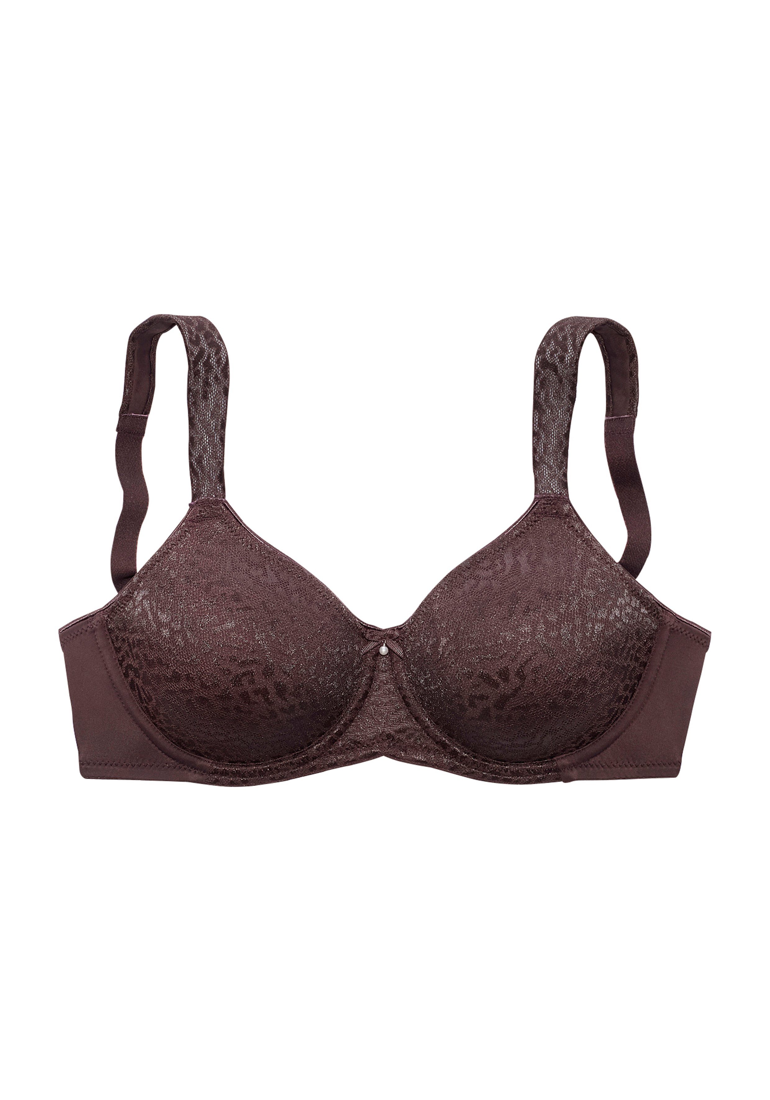 Lascana Minimizer-bh met beugel van glanzende jacquardkant beugel bh's maat 70 D bruin