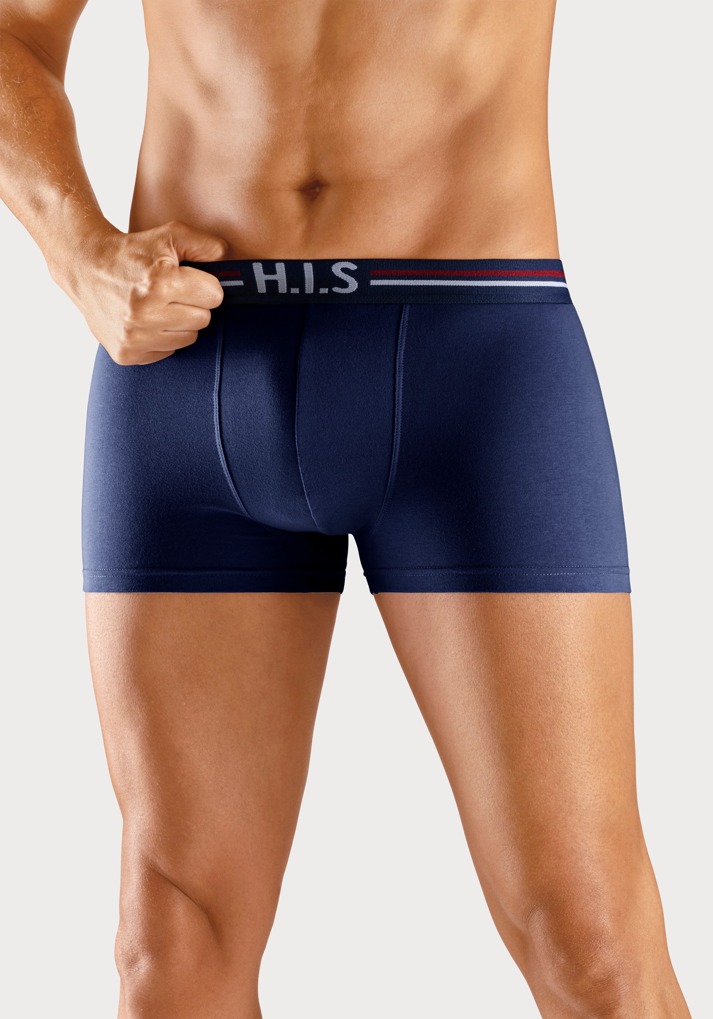 H.I.S Boxershort voor heren met strepen en logo in de band (set, 5 stuks) heren maat XL (7) blauw