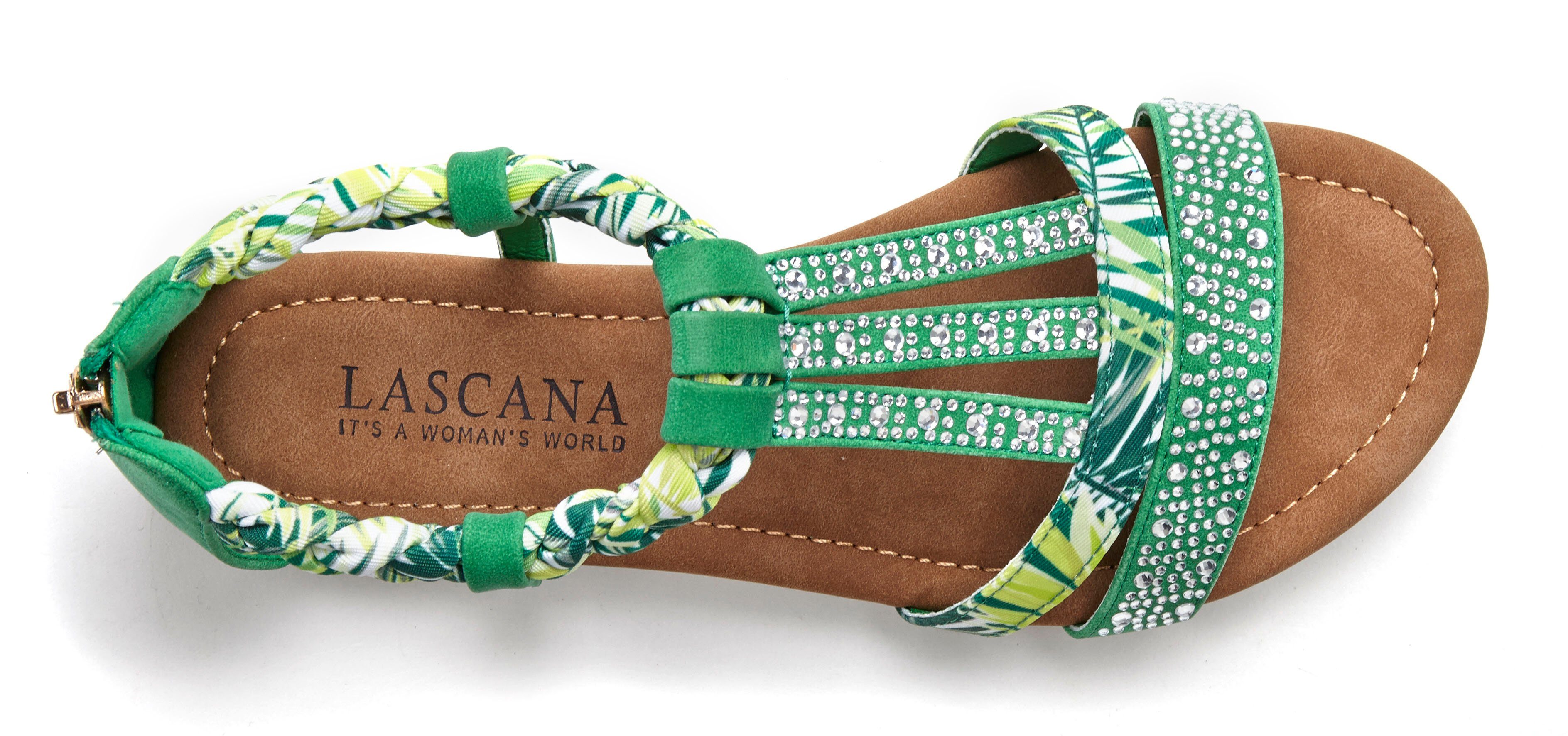 Lascana Sandalen Zomerschoen Sandalette, zomerschoen met versiering en kleine sleehak VEGAN