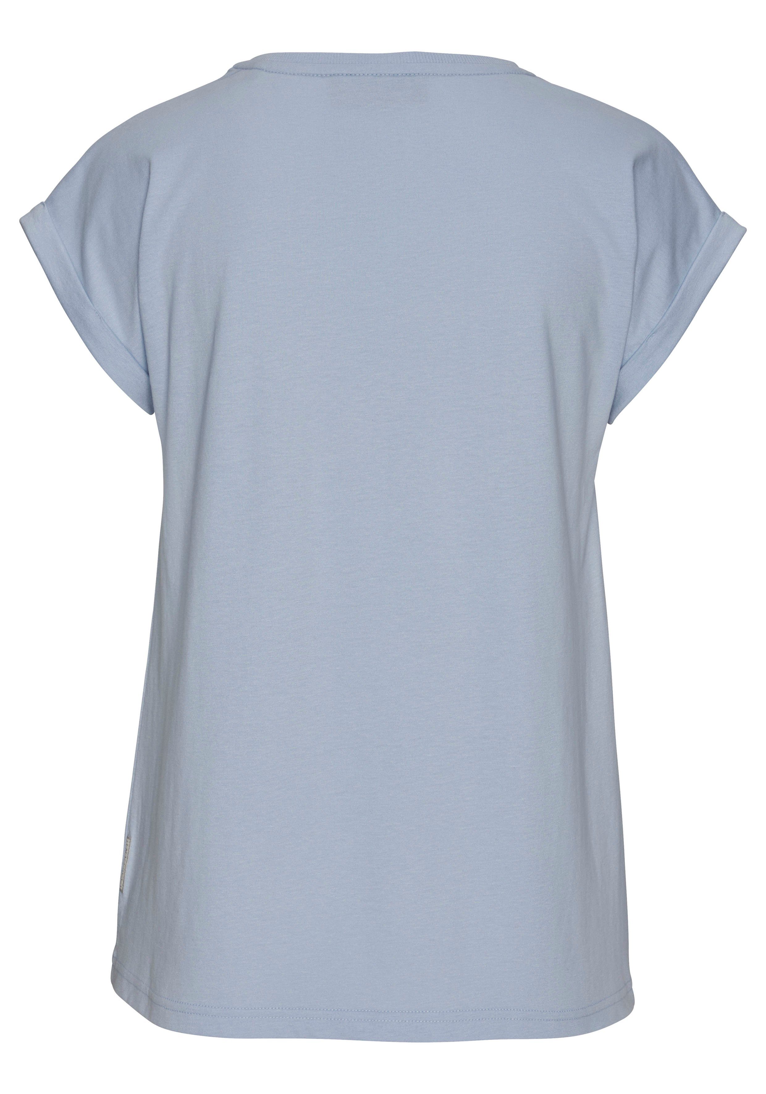 Elbsand T-shirt Eldis met logoprint, korte mouwen shirt van katoenmix, sportief-casual