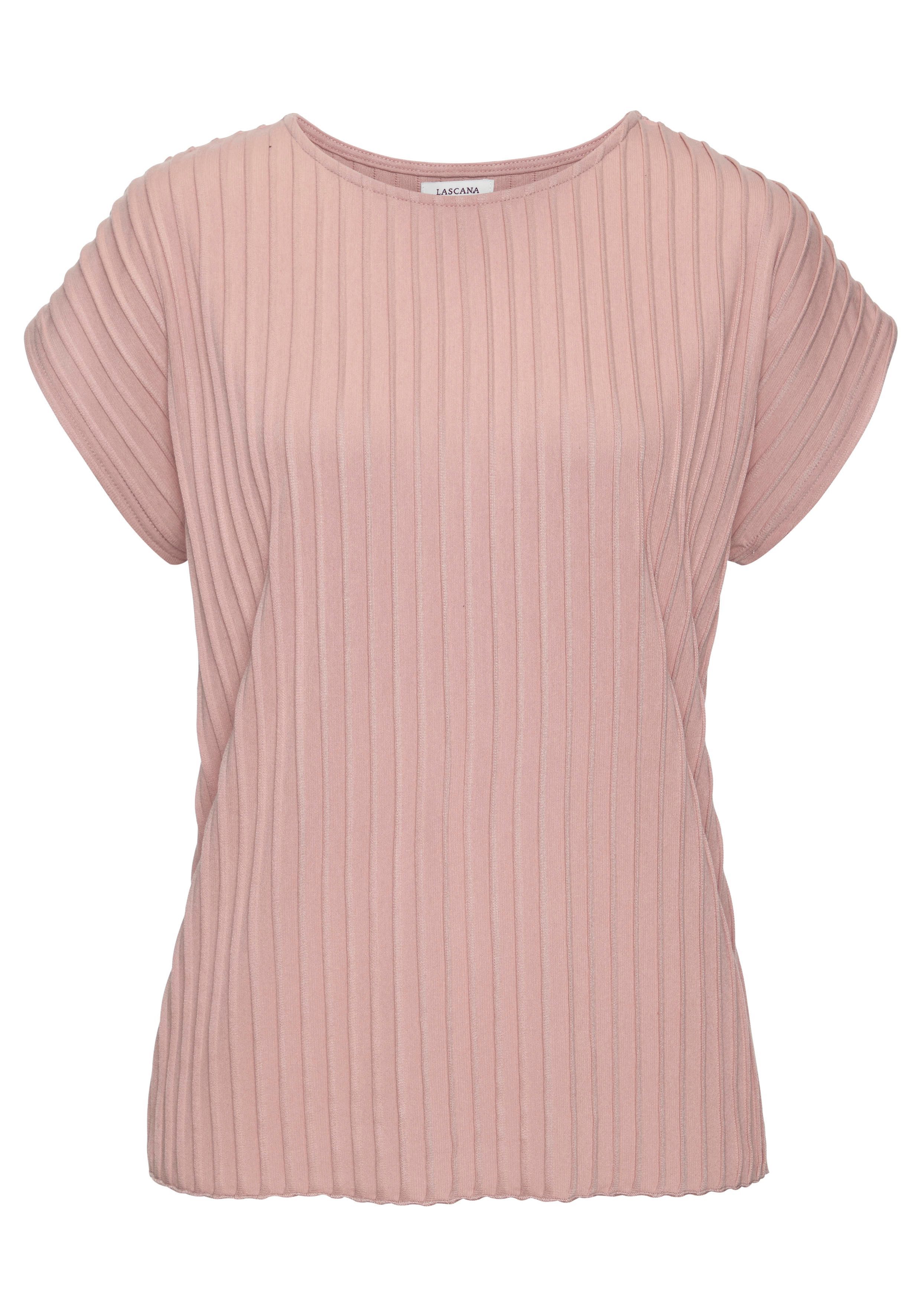Lascana Shirt met korte mouwen met biesstructuur, kreukvrij t-shirt van moderne structuurstof
