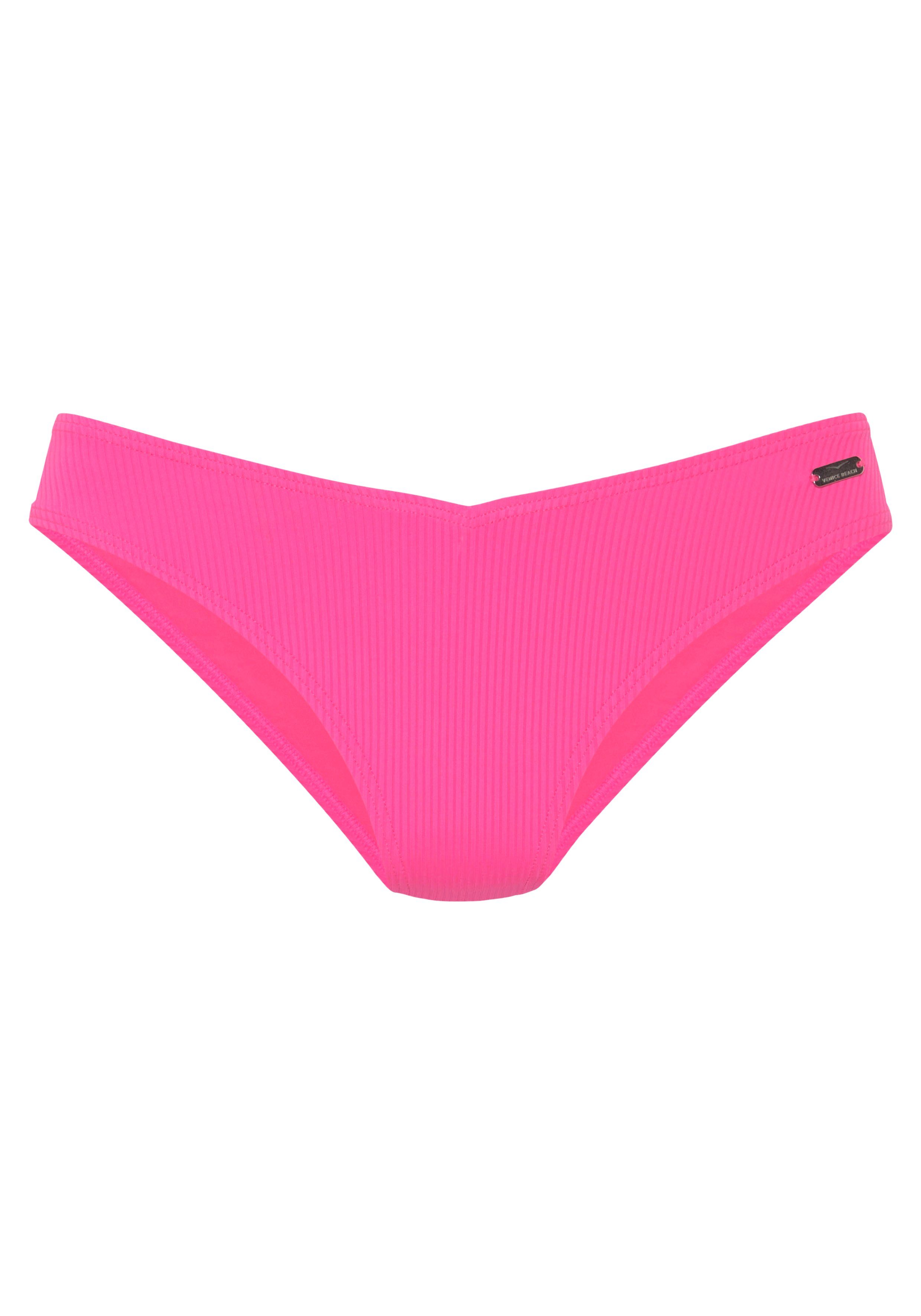 Venice Beach Bikinibroekje Lucky van geribbelde structuurstof bikini broekjes maat 32 roze