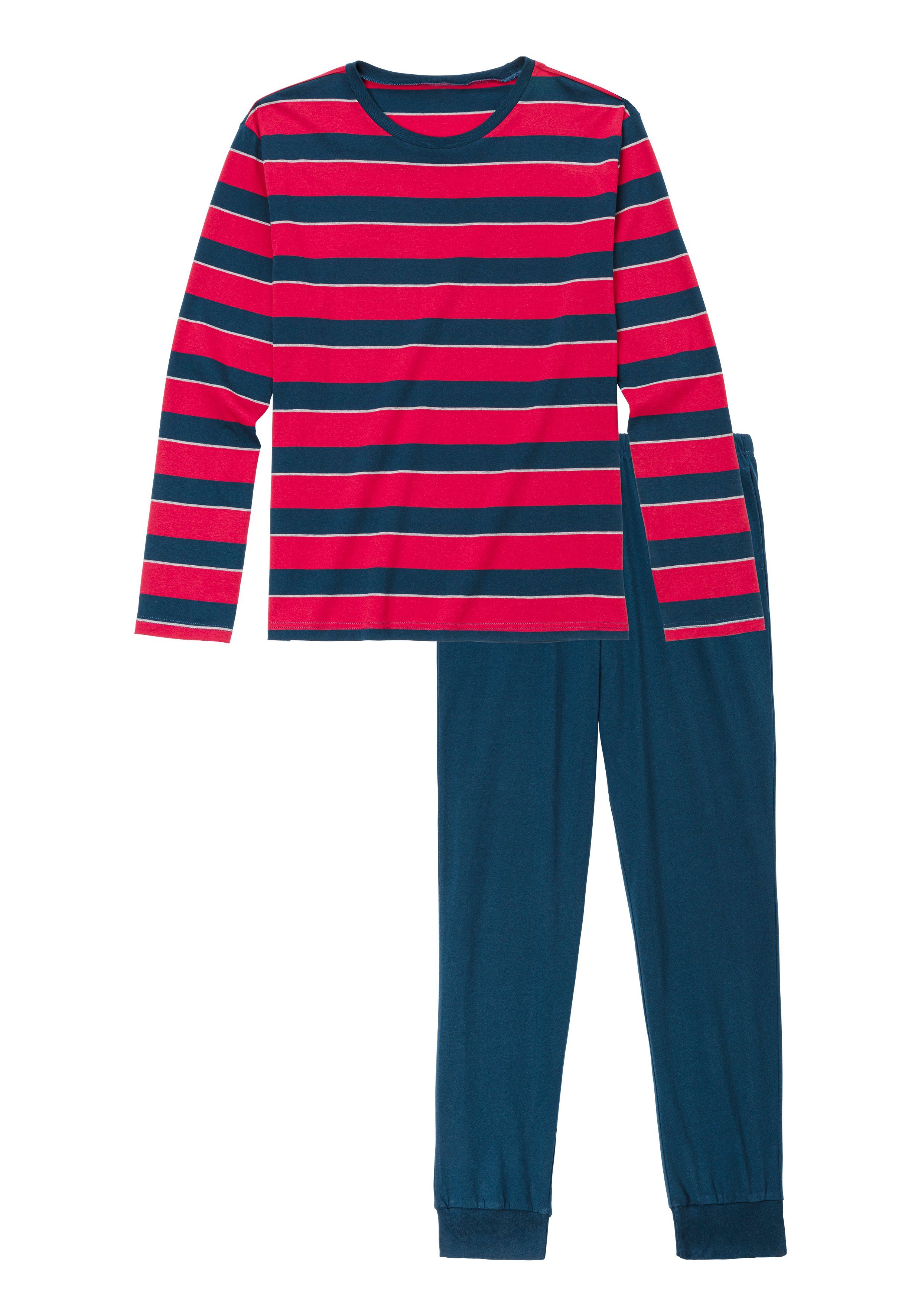 H.I.S Pyjama Pyjama met ingewikkeld gestreept bovenstuk (2-delig, 1 stuk)