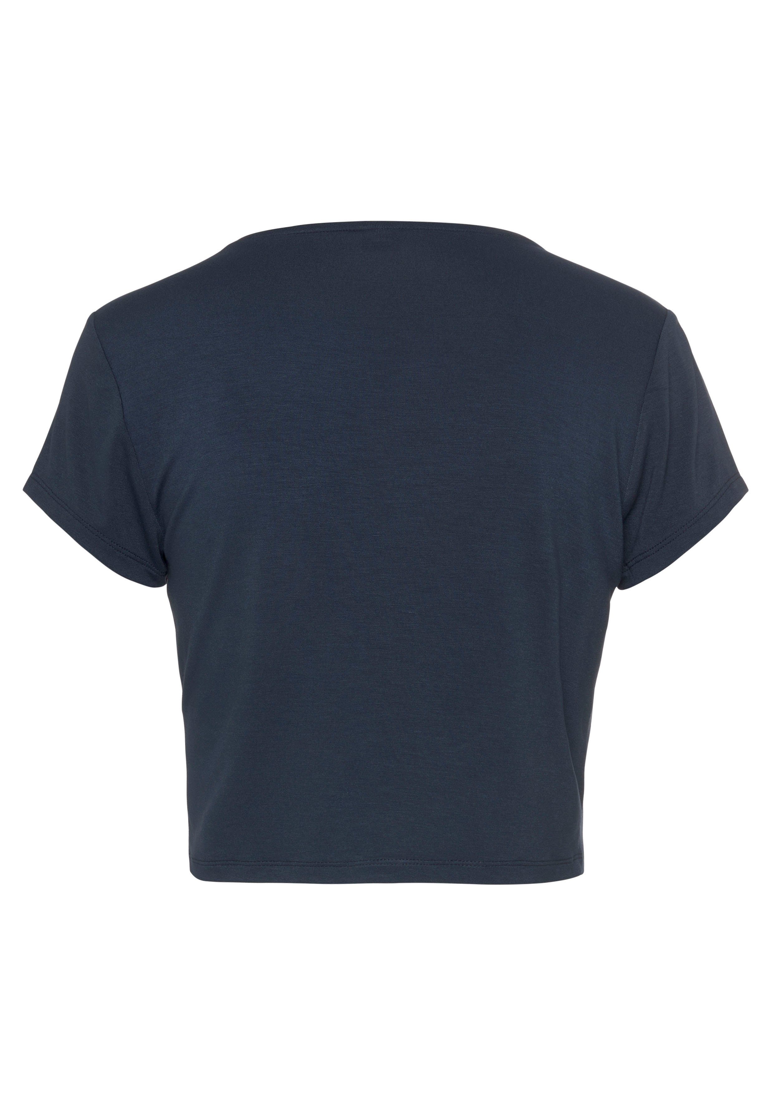 s.Oliver RED LABEL Beachwear Shirt met korte mouwen om te binden, jersey stof, crop shirt, strandshirt