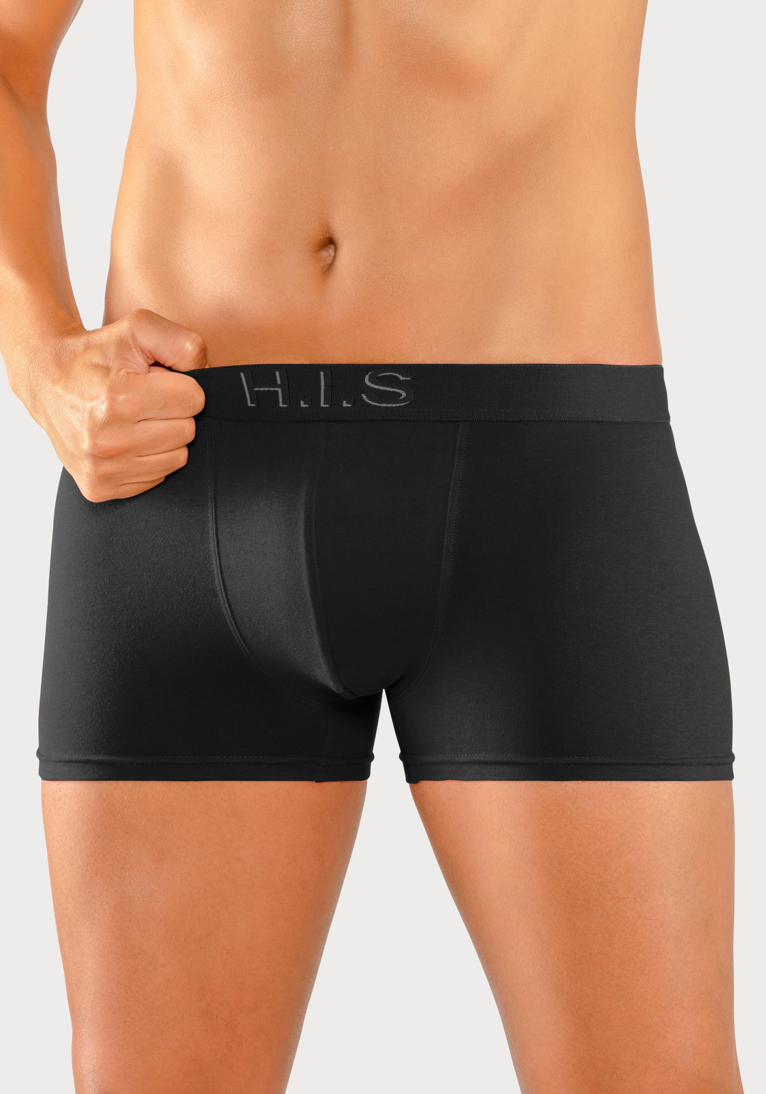 H.I.S Boxershort voor heren Logoweefband met 3D-effect (set, 5 stuks) heren maat S zwart