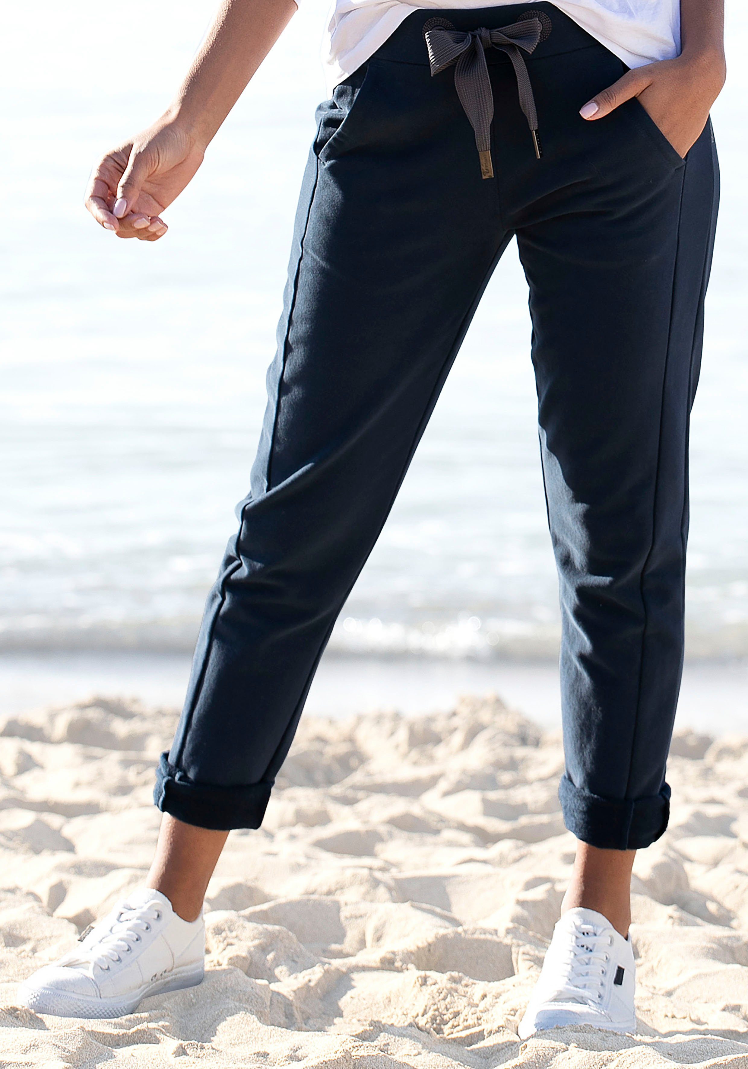 Elbsand Sweatbroek Brinja met logoprint op de tailleband en zakken, joggingbroek, loungebroek