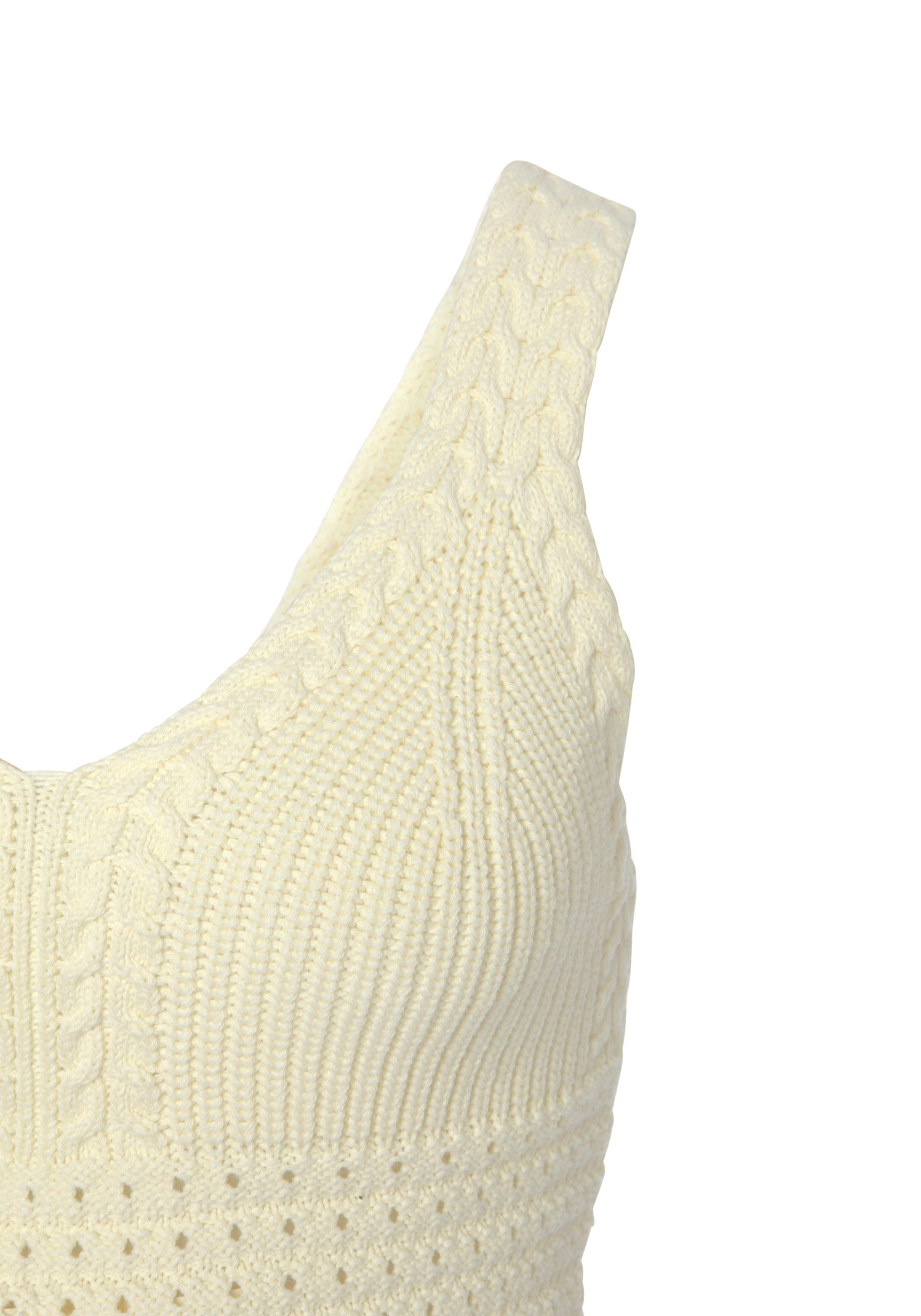 Lascana Gebreide top in verkorte lengte, dames top van 100% katoen met kabelpatroon