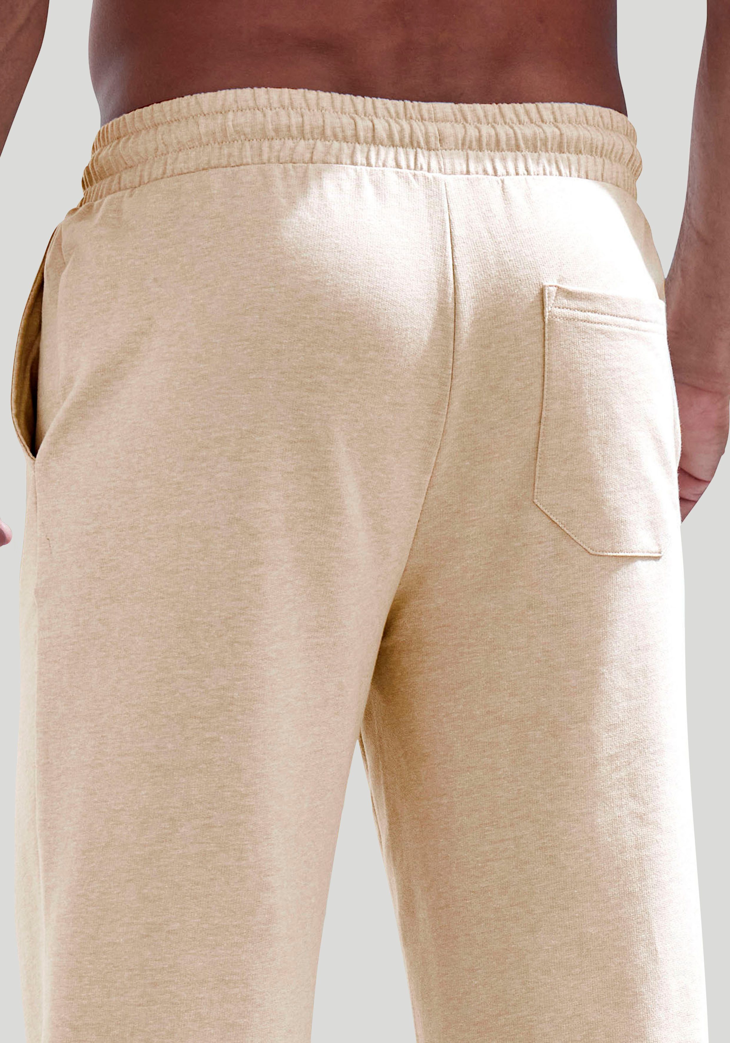 John Devin Sweatbroek Wijd model in melange-look van katoenmix