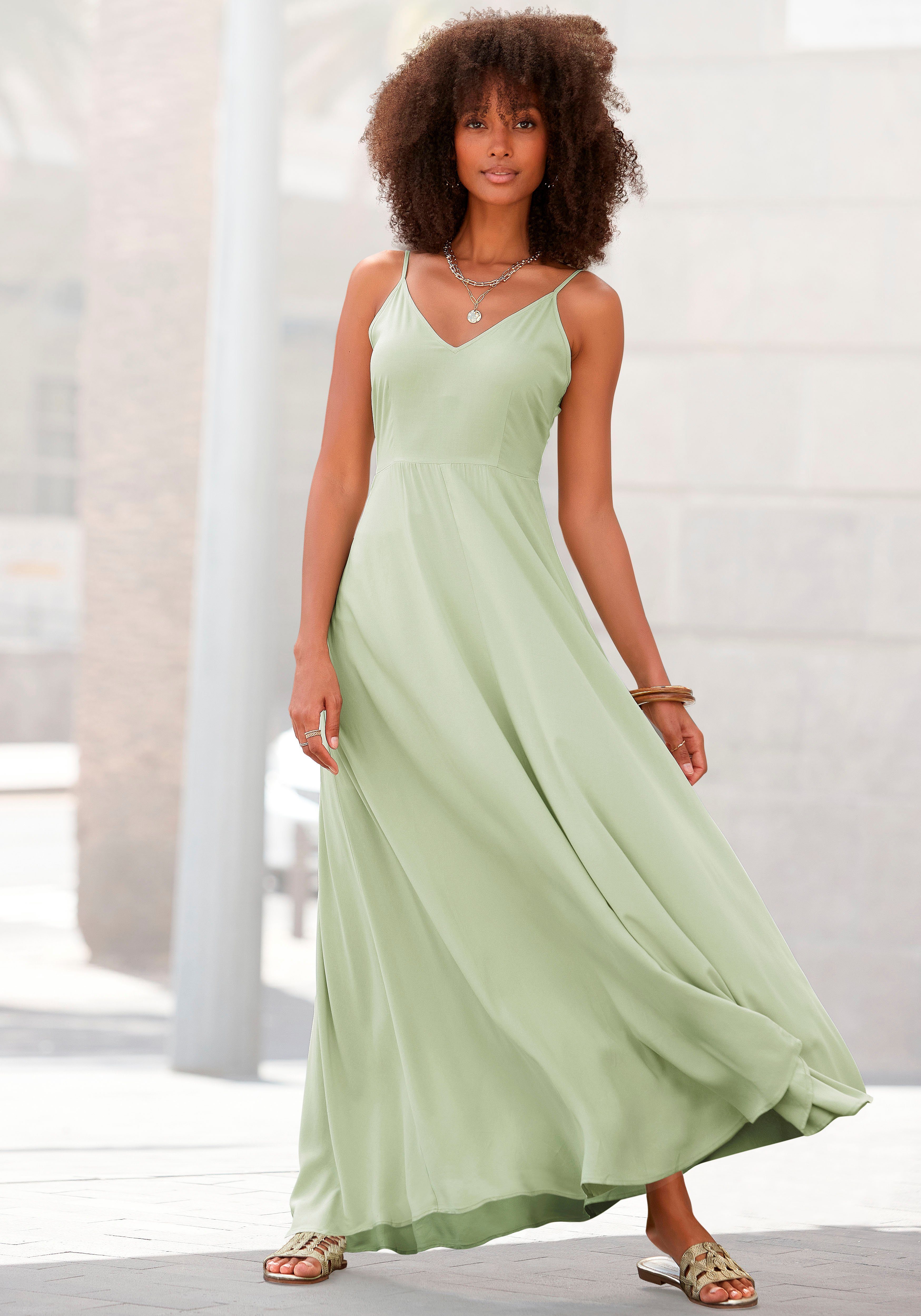 Lascana Maxi-jurk van geweven viscose, cut-outs op de rug, zomerjurk